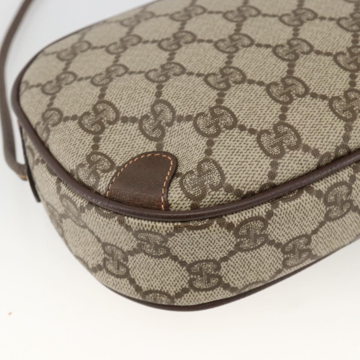 GUCCI GG Supreme Web Sherry Line Bag PVC Beige Gold 156 02 066 Auth ARZ894