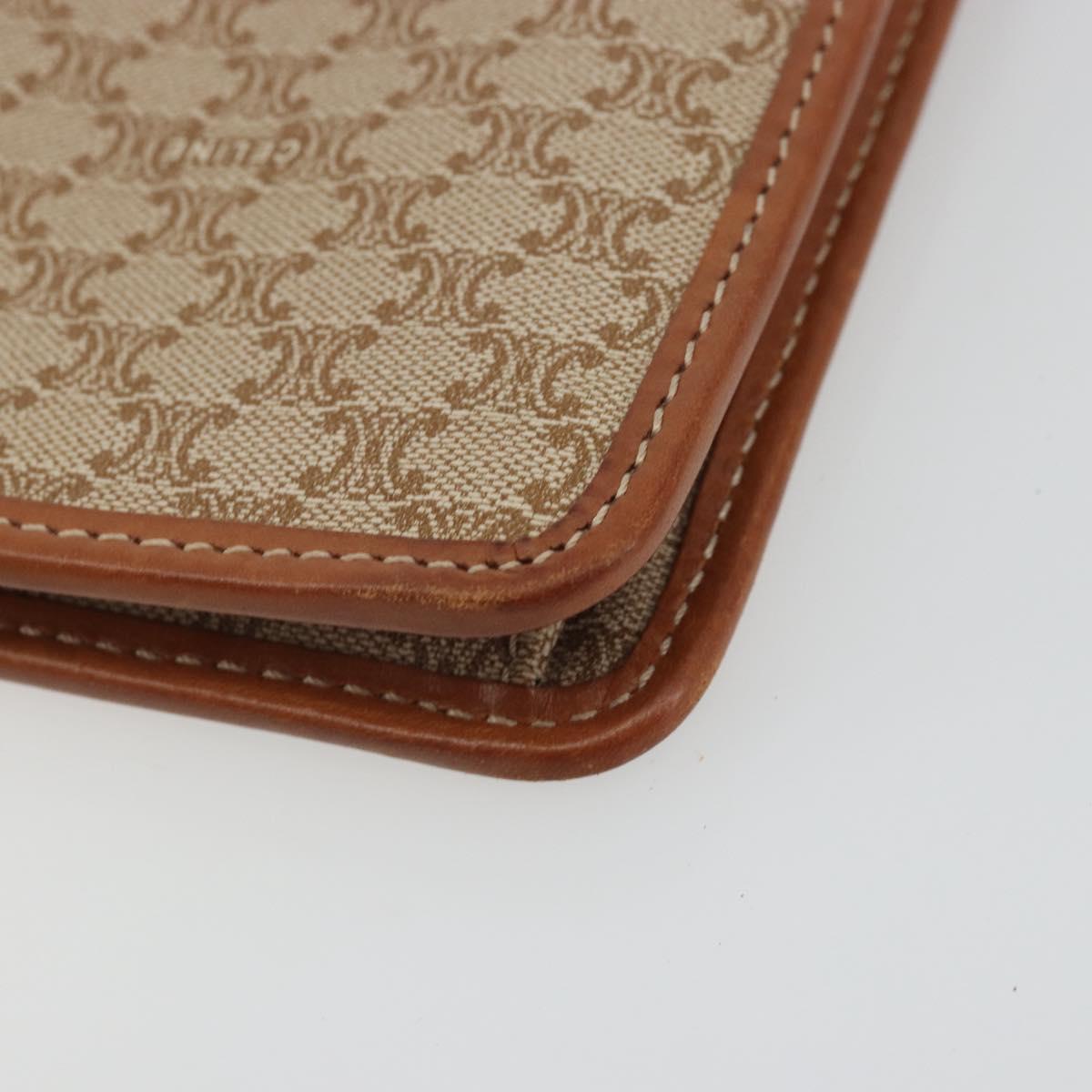 CELINE Macadam Canvas Clutch Bag PVC Beige Gold Auth ARZ901