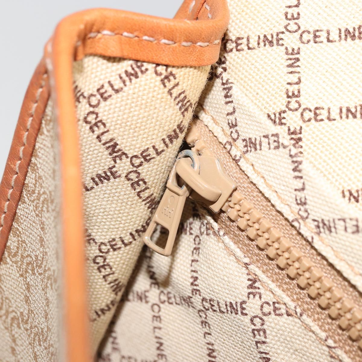 CELINE Macadam Canvas Clutch Bag PVC Beige Gold Auth ARZ901
