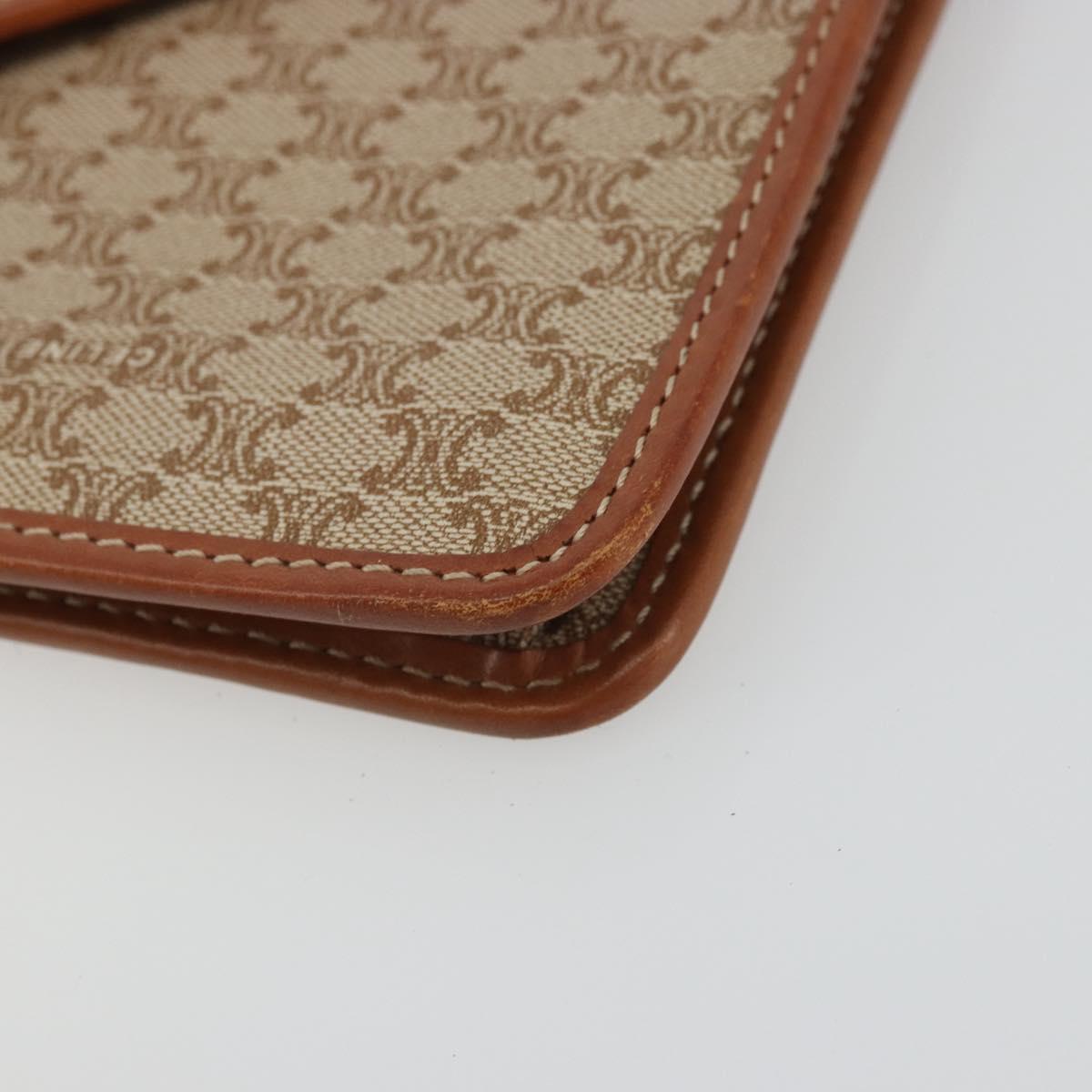 CELINE Macadam Canvas Clutch Bag PVC Beige Gold Auth ARZ901