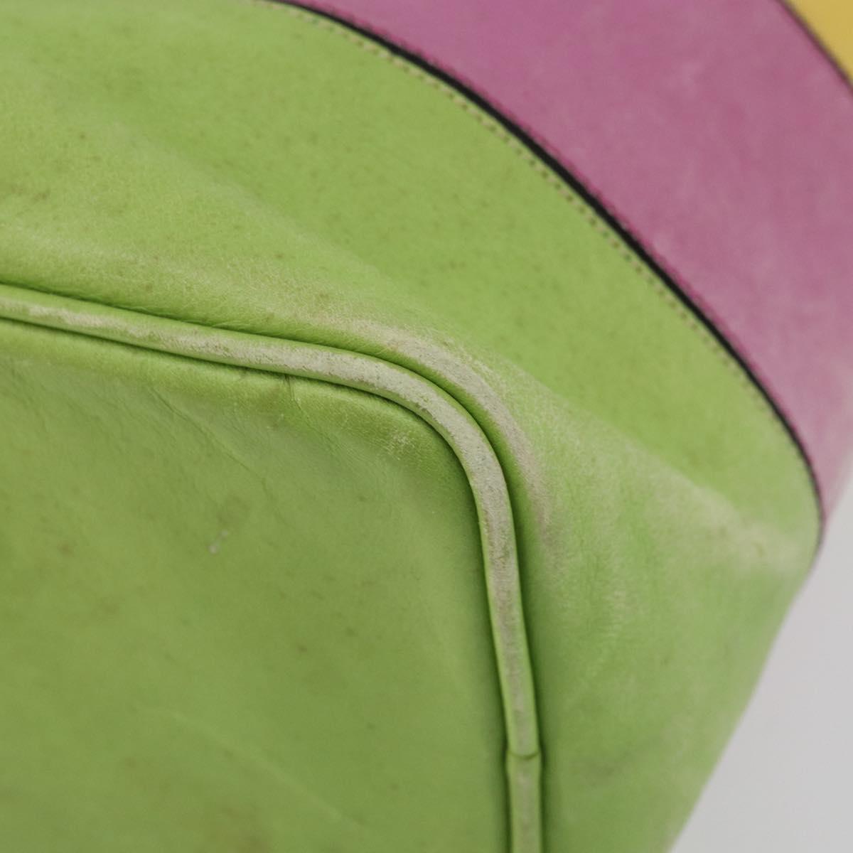 CELINE Shoulder Bag Leather Multicolor Silver Auth ARZ906