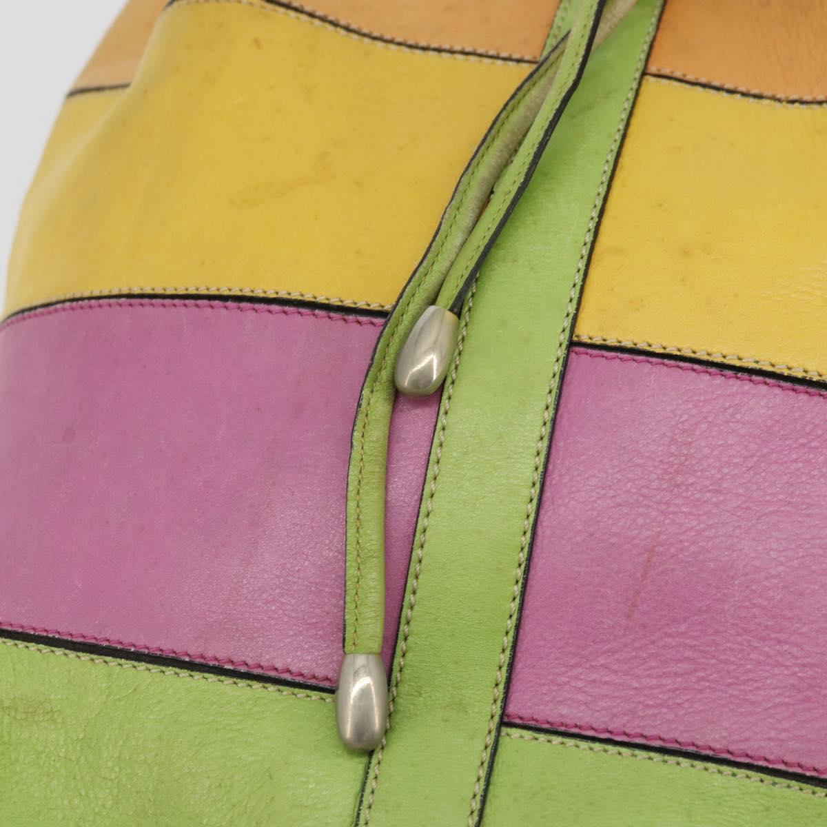 CELINE Shoulder Bag Leather Multicolor Silver Auth ARZ906