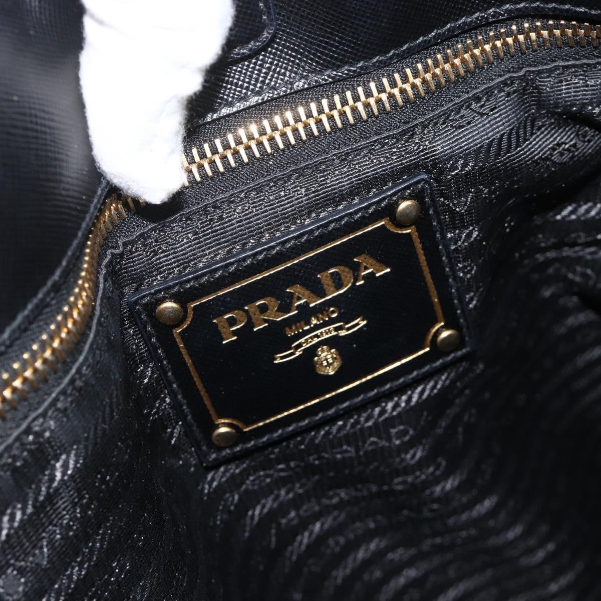 PRADA Hand Bag Nylon Black Gold Auth ARZ907