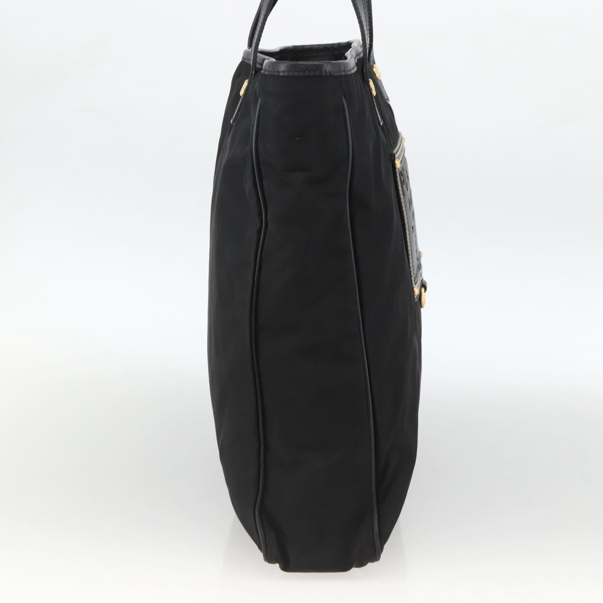 PRADA Hand Bag Nylon Black Gold Auth ARZ907