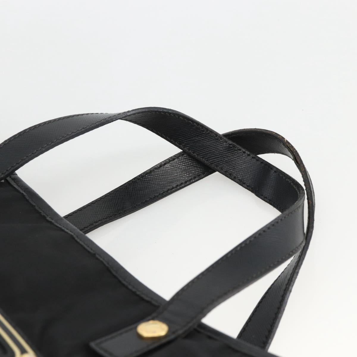 PRADA Hand Bag Nylon Black Gold Auth ARZ907