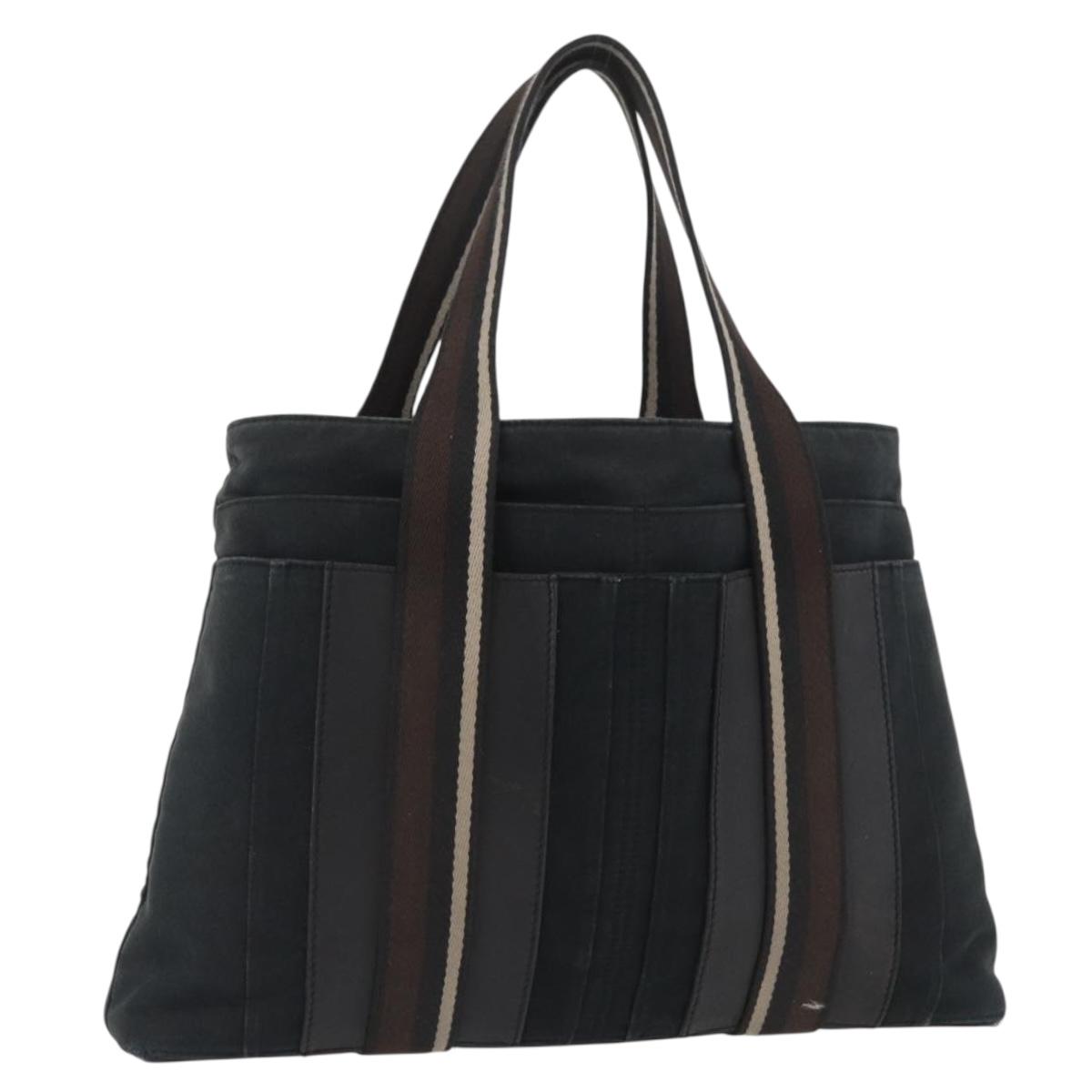 HERMES Trocha Horizontal Zonal MM Hand Bag Canvas Black Auth ARZ908
