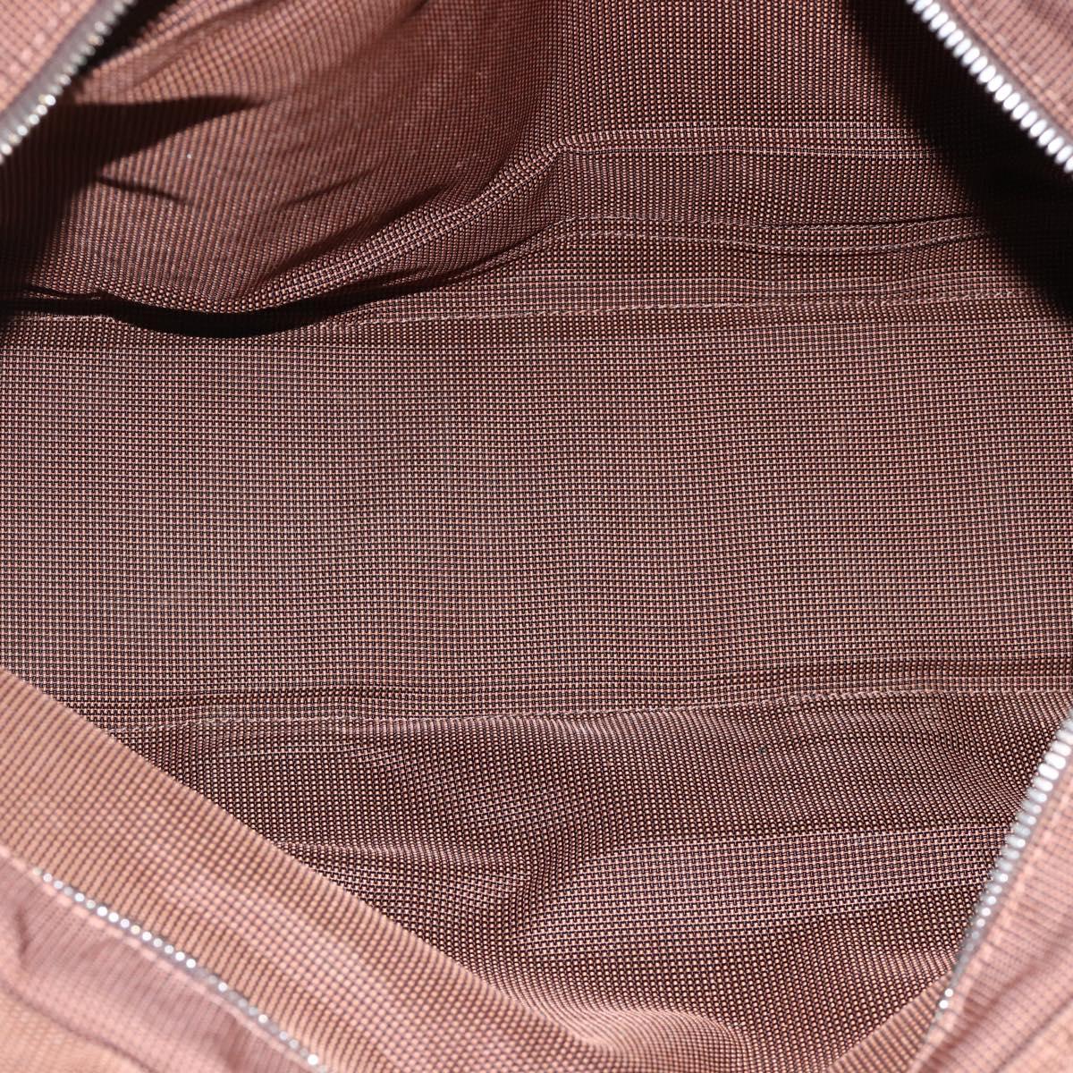 HERMES Her Line MM Hand Bag Canvas Brown Silver Auth ARZ910