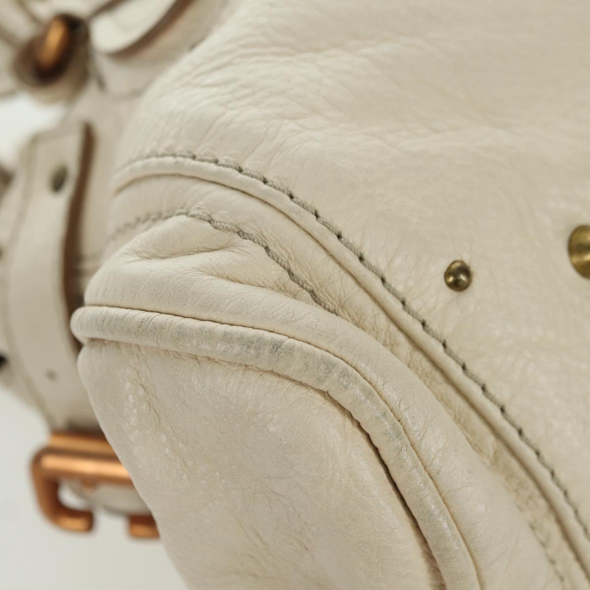 Chloe Paddington Hand Bag Leather Ivory Gold Silver Auth ARZ911SAV