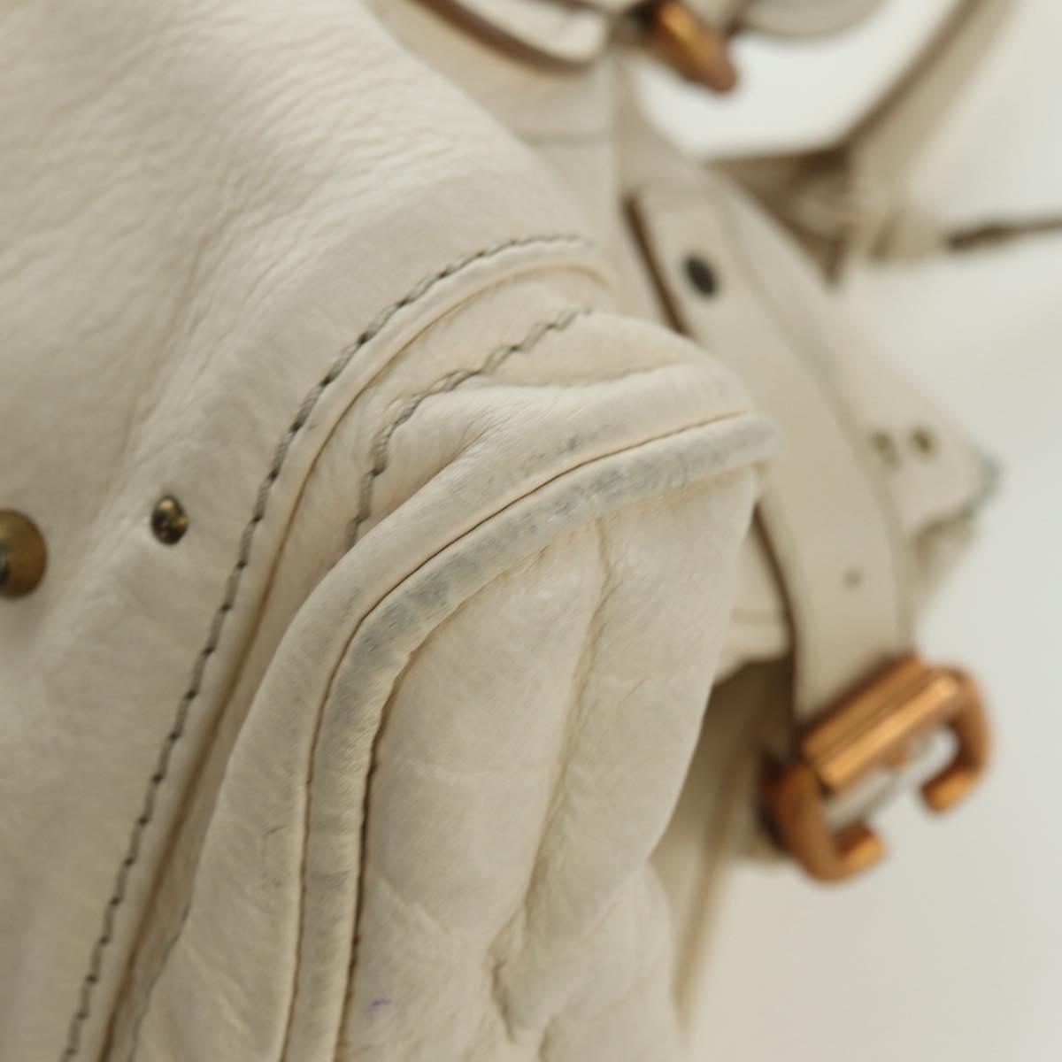 Chloe Paddington Hand Bag Leather Ivory Gold Silver Auth ARZ911SAV