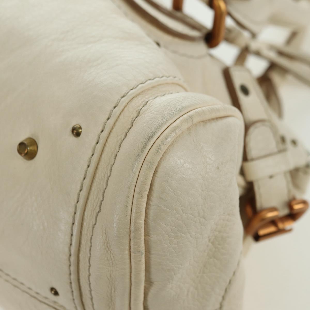 Chloe Paddington Hand Bag Leather Ivory Gold Silver Auth ARZ911SAV