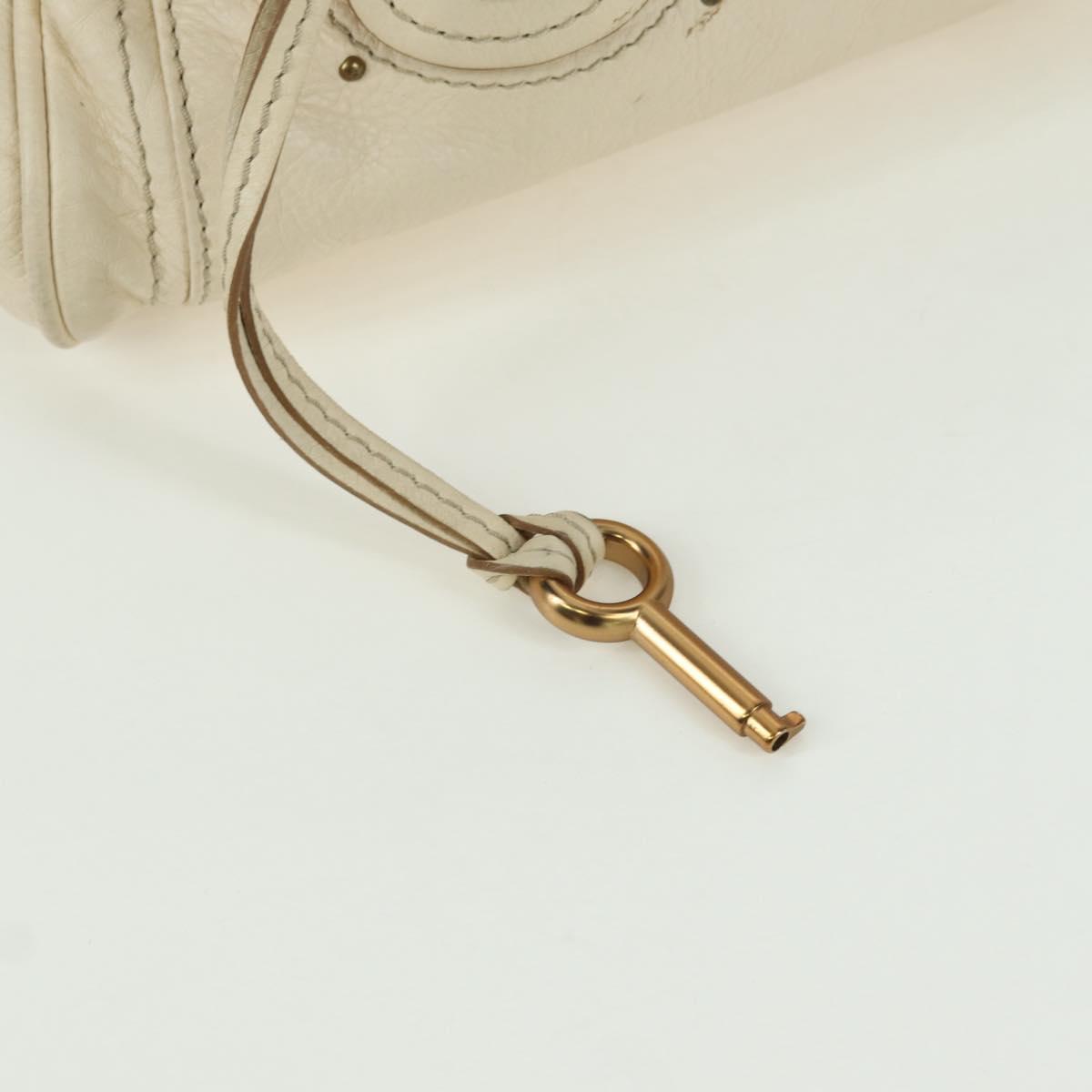 Chloe Paddington Hand Bag Leather Ivory Gold Silver Auth ARZ911SAV