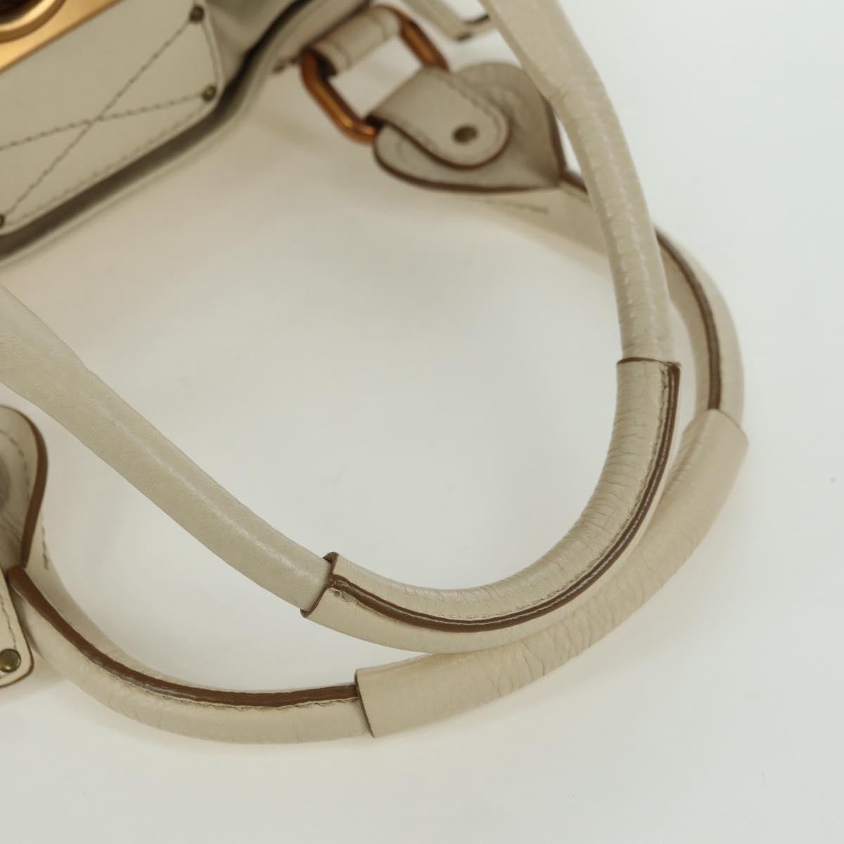 Chloe Paddington Hand Bag Leather Ivory Gold Silver Auth ARZ911SAV