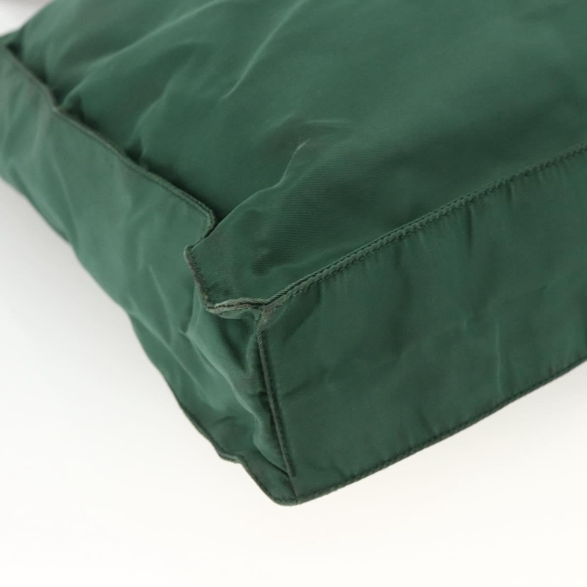 PRADA Tote Bag Nylon Green Silver Auth ARZ913A