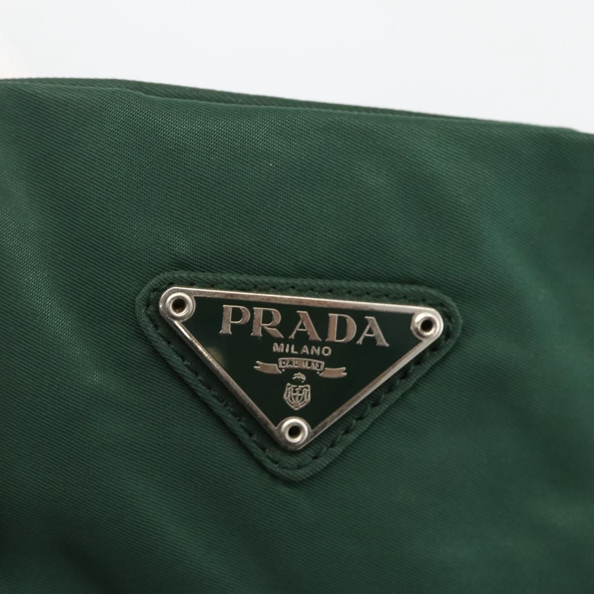 PRADA Tote Bag Nylon Green Silver Auth ARZ913A