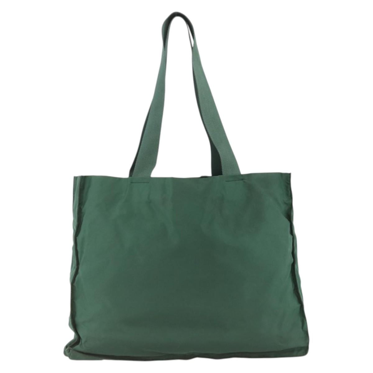 PRADA Tote Bag Nylon Green Silver Auth ARZ913A