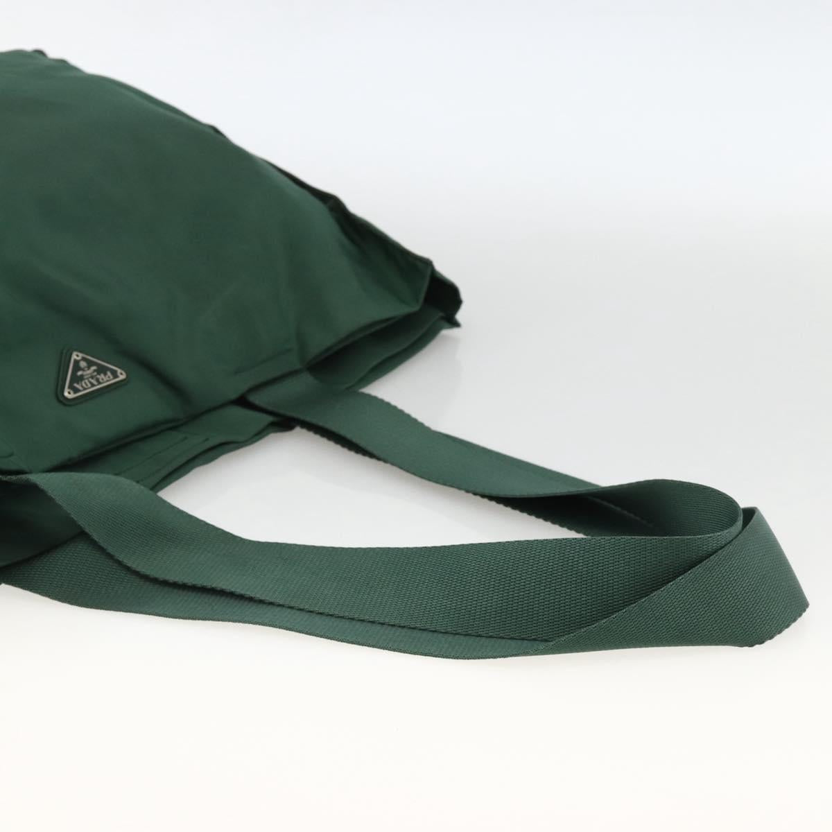 PRADA Tote Bag Nylon Green Silver Auth ARZ913A