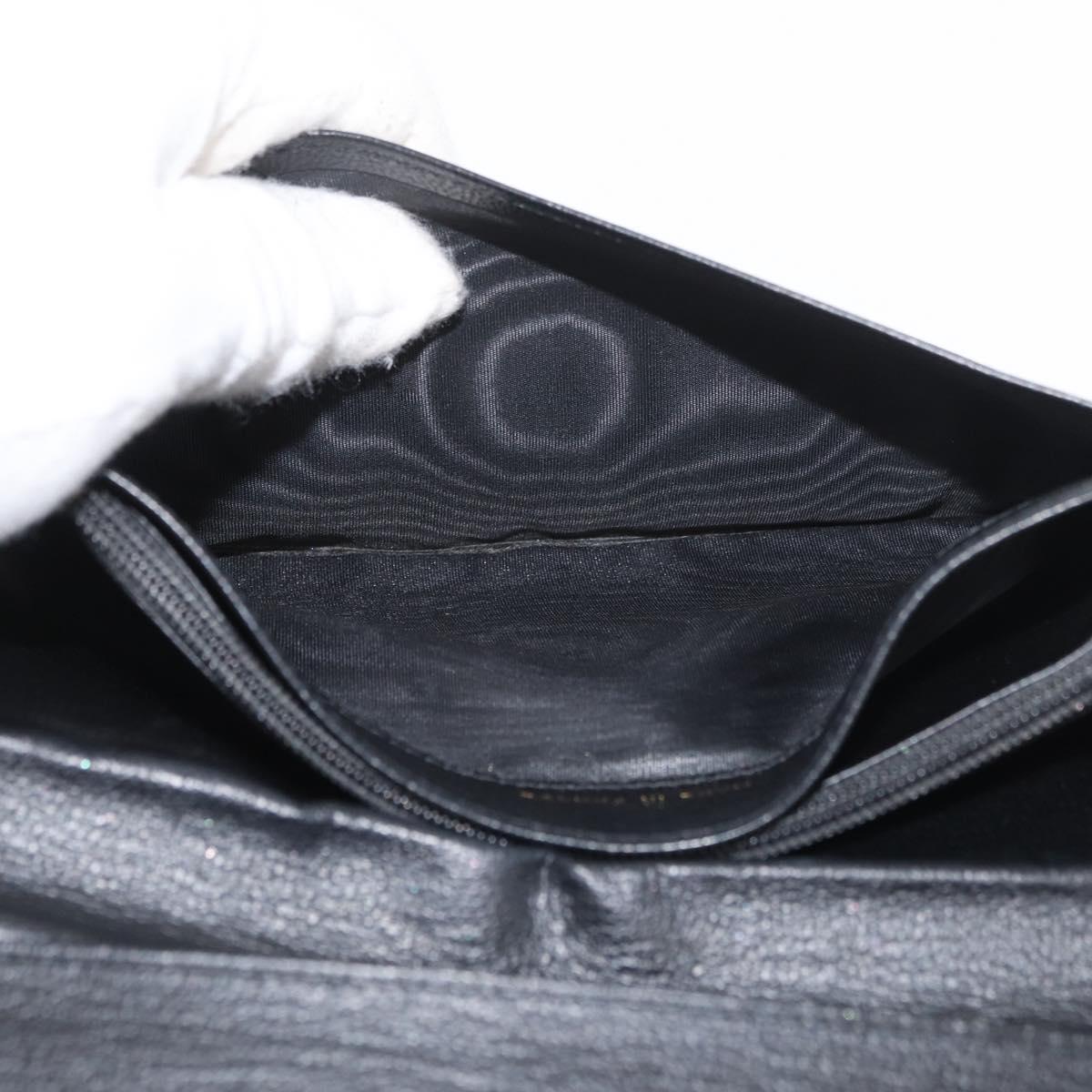 CHANEL COCO Mark Long Wallet Leather Black CC Auth ARZ921