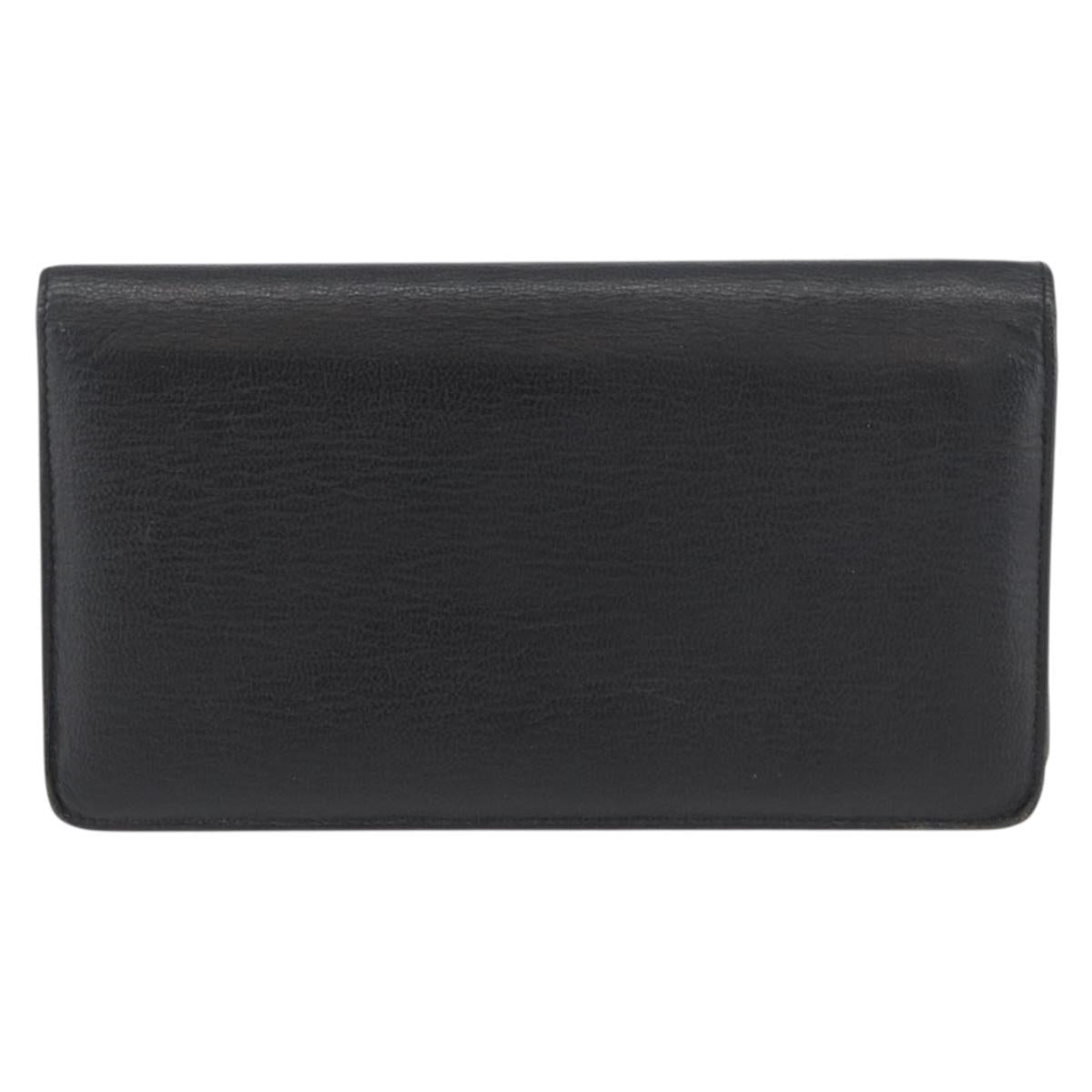 CHANEL COCO Mark Long Wallet Leather Black CC Auth ARZ921