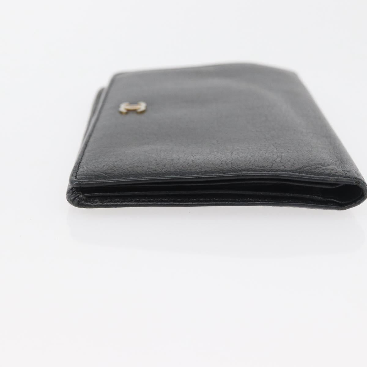 CHANEL COCO Mark Long Wallet Leather Black CC Auth ARZ921