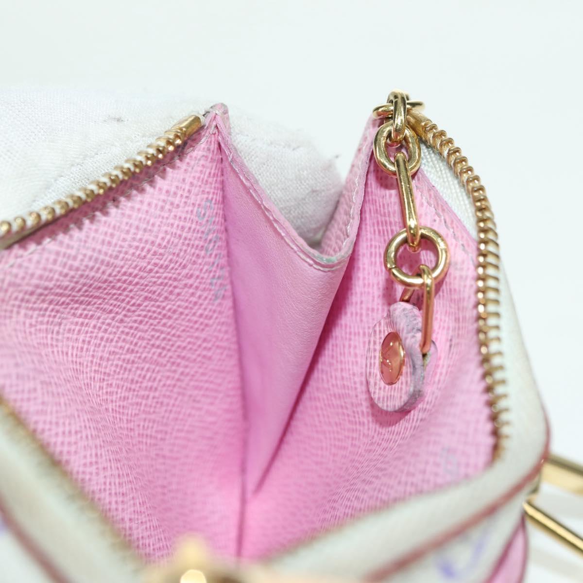 LOUIS VUITTON Multicolor Pochette Cles NM Coin Purse White M93734 Auth ARZ924V