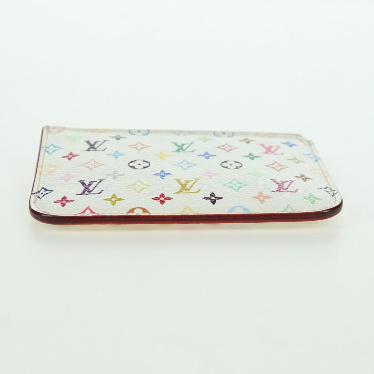 LOUIS VUITTON Multicolor Pochette Cles NM Coin Purse White M93734 Auth ARZ924V