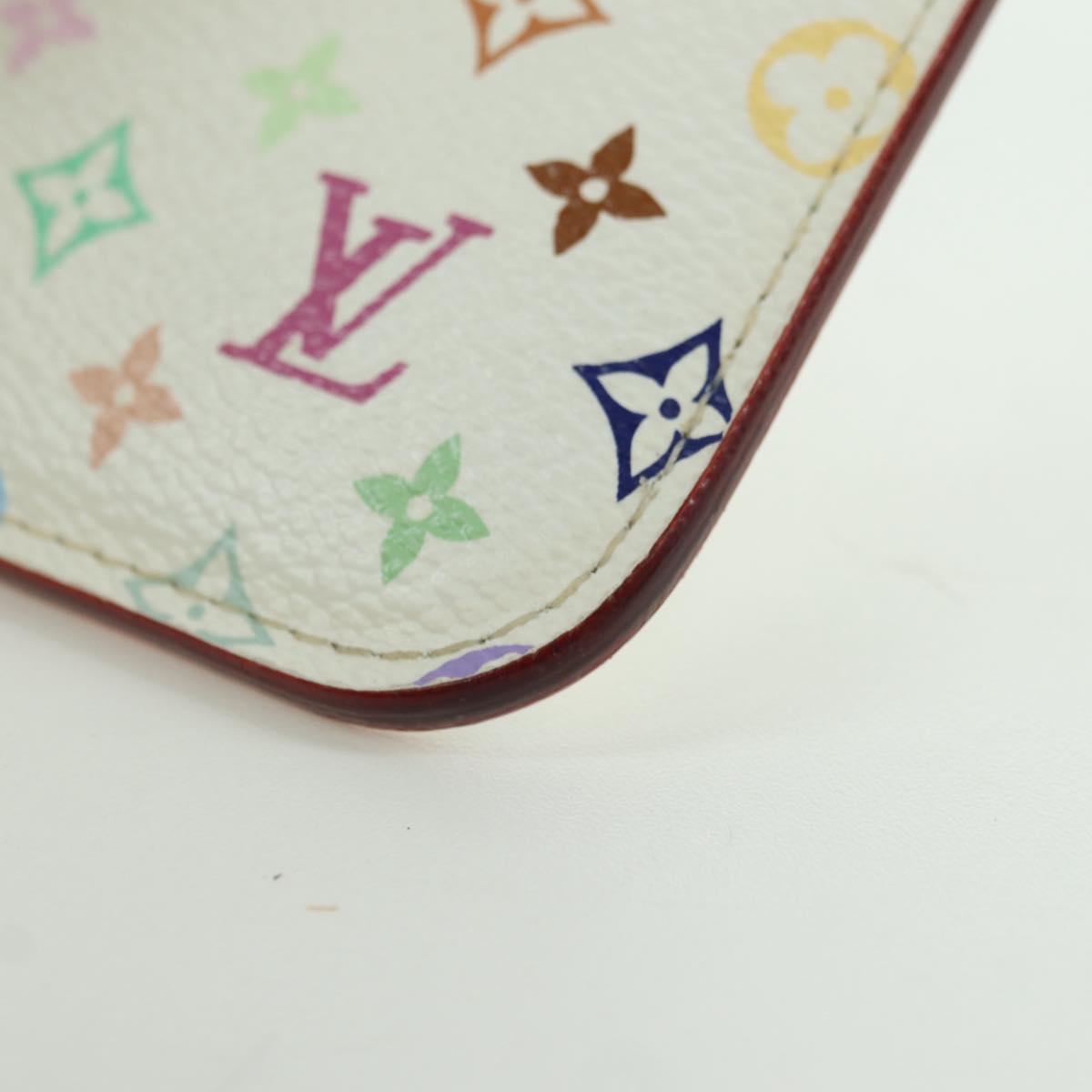 LOUIS VUITTON Multicolor Pochette Cles NM Coin Purse White M93734 Auth ARZ924V
