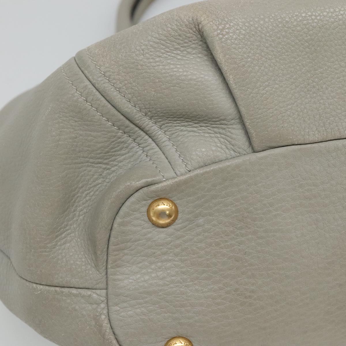 PRADA Hand Bag Leather 2way Gray Auth BA005