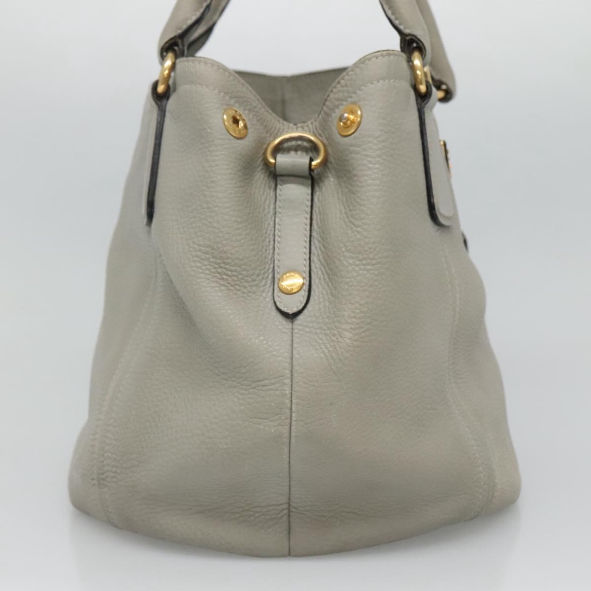 PRADA Hand Bag Leather 2way Gray Auth BA005