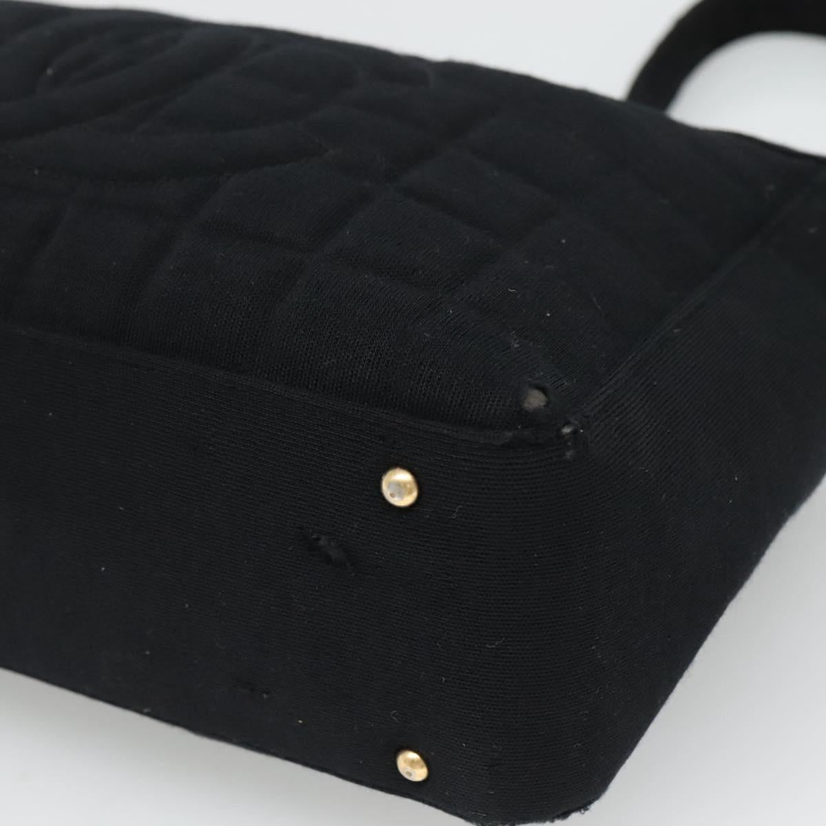 CHANEL Choco Bar line Shoulder Bag Canvas Black CC Auth BA034