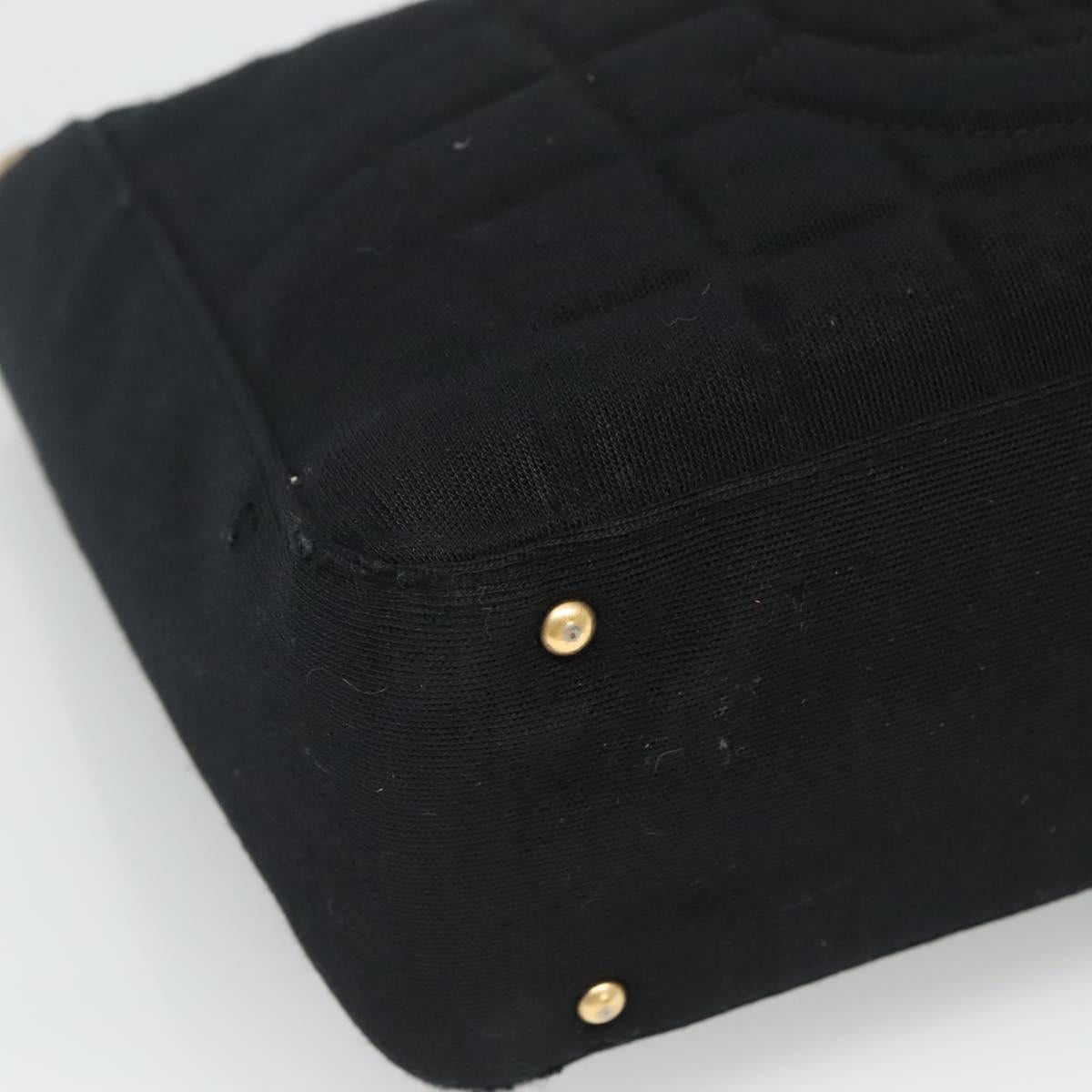 CHANEL Choco Bar line Shoulder Bag Canvas Black CC Auth BA034