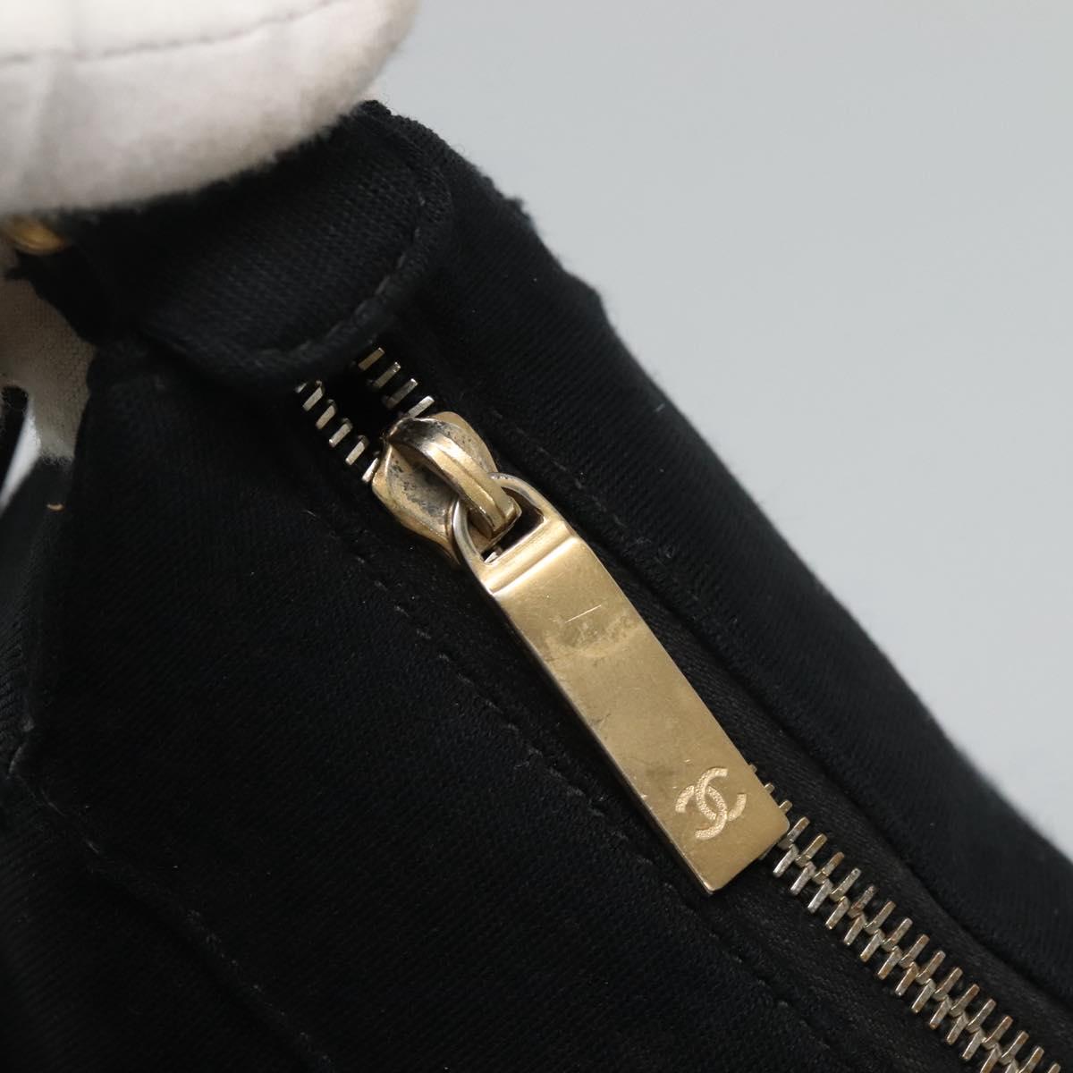 CHANEL Choco Bar line Shoulder Bag Canvas Black CC Auth BA034