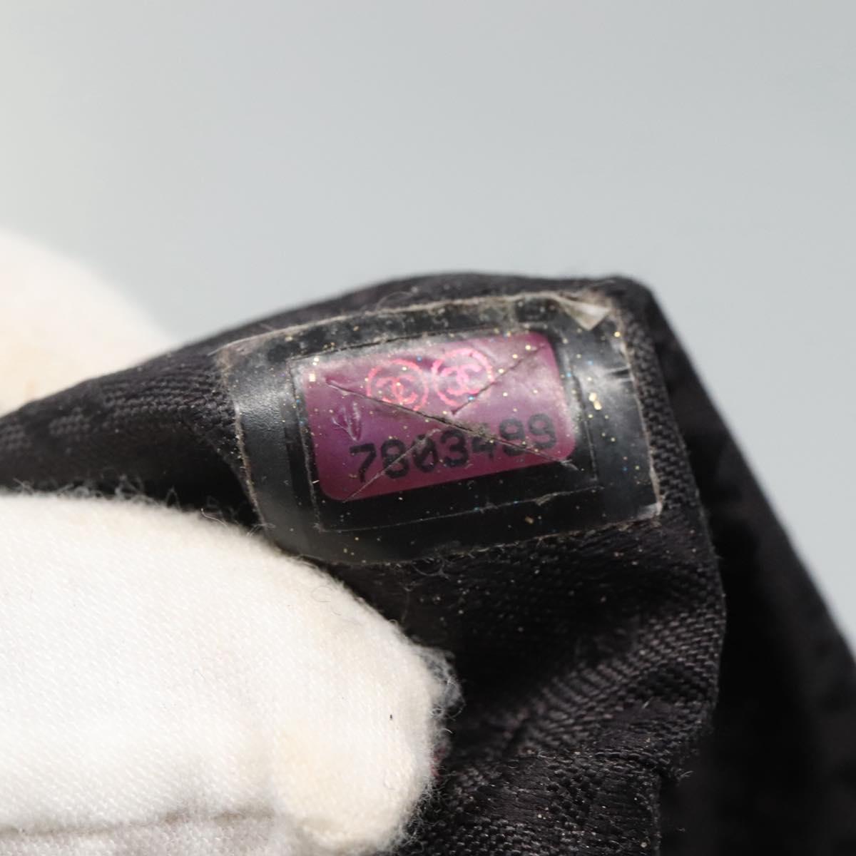 CHANEL Choco Bar line Shoulder Bag Canvas Black CC Auth BA034