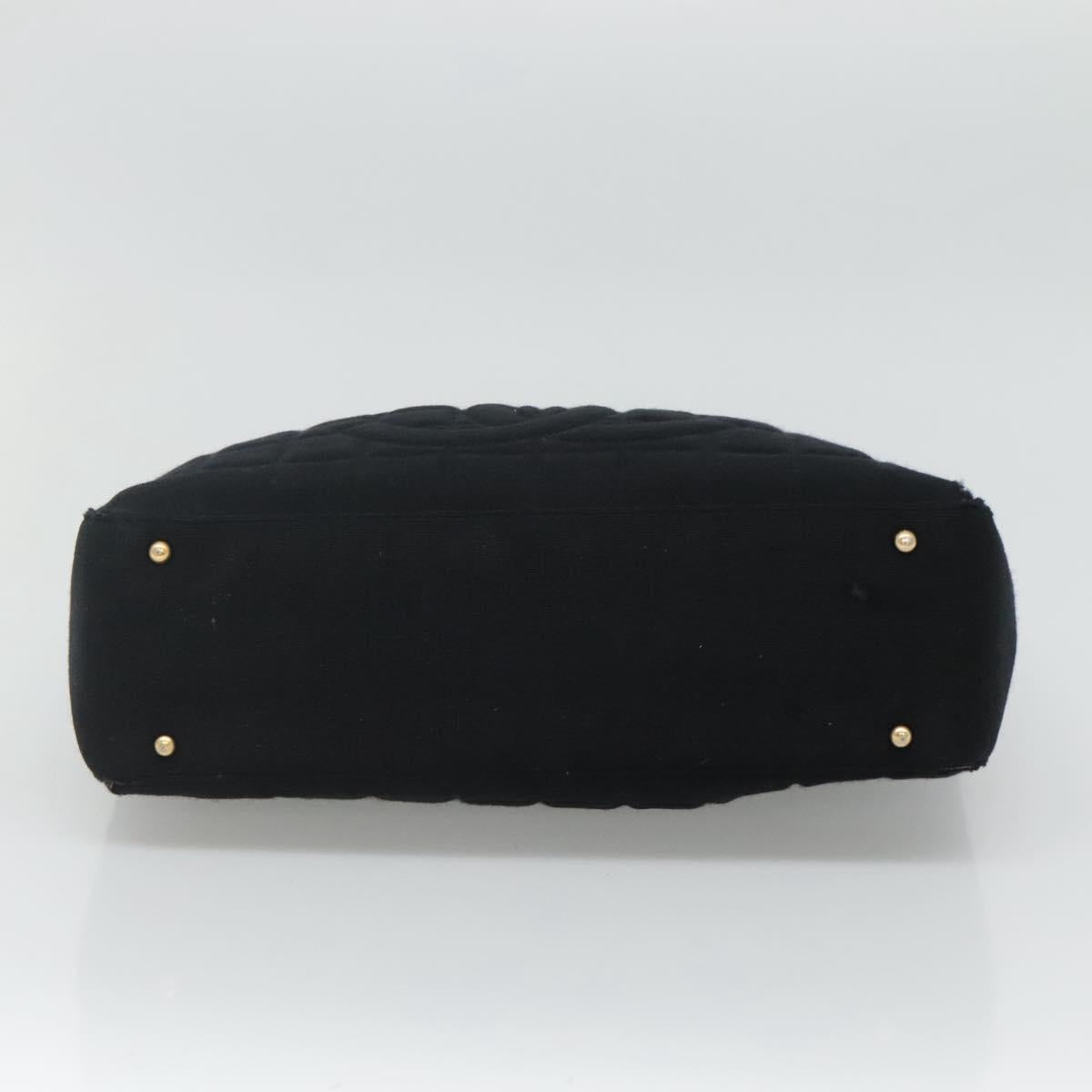 CHANEL Choco Bar line Shoulder Bag Canvas Black CC Auth BA034