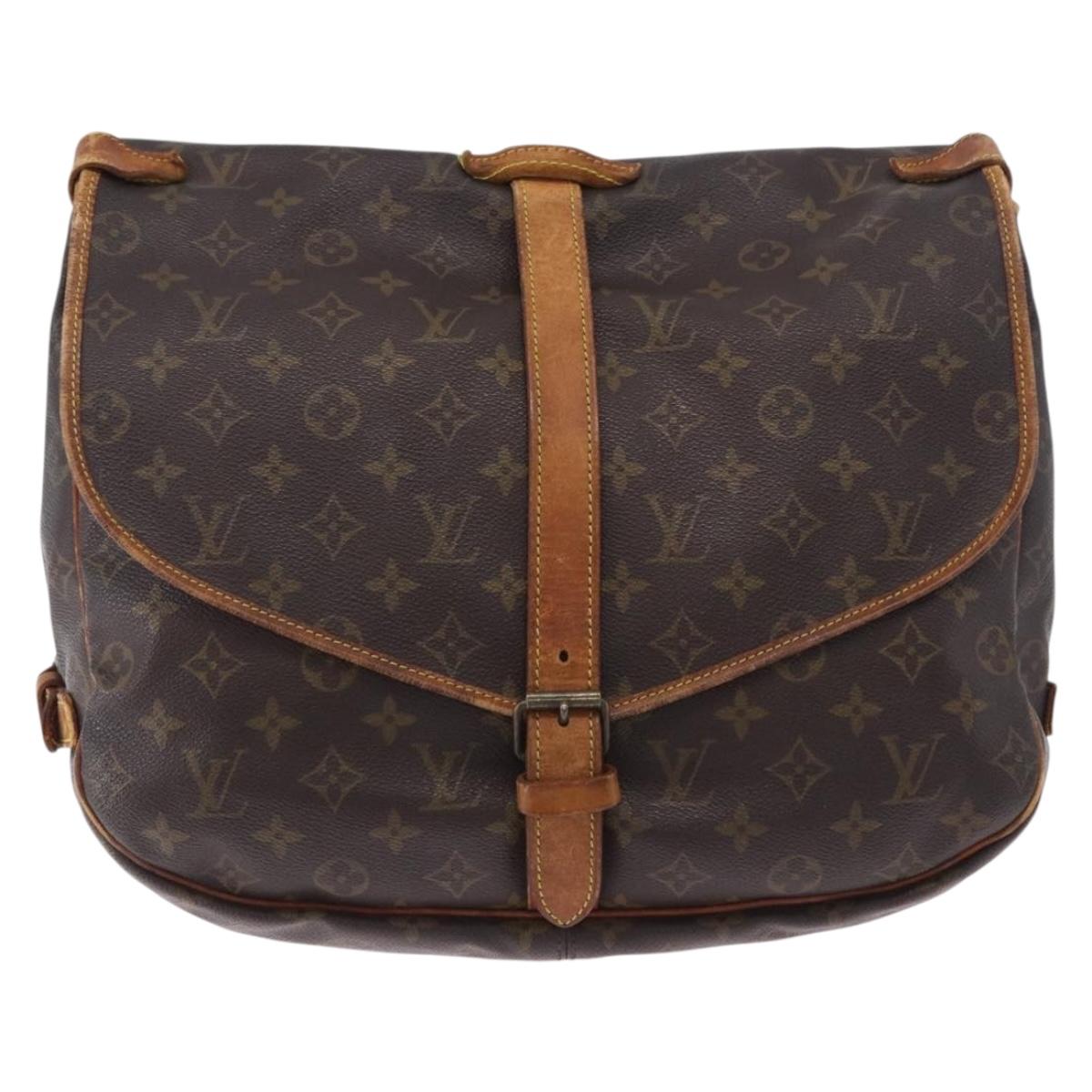 LOUIS VUITTON Monogram Saumur 35 Shoulder Bag M42254 LV Auth BA055