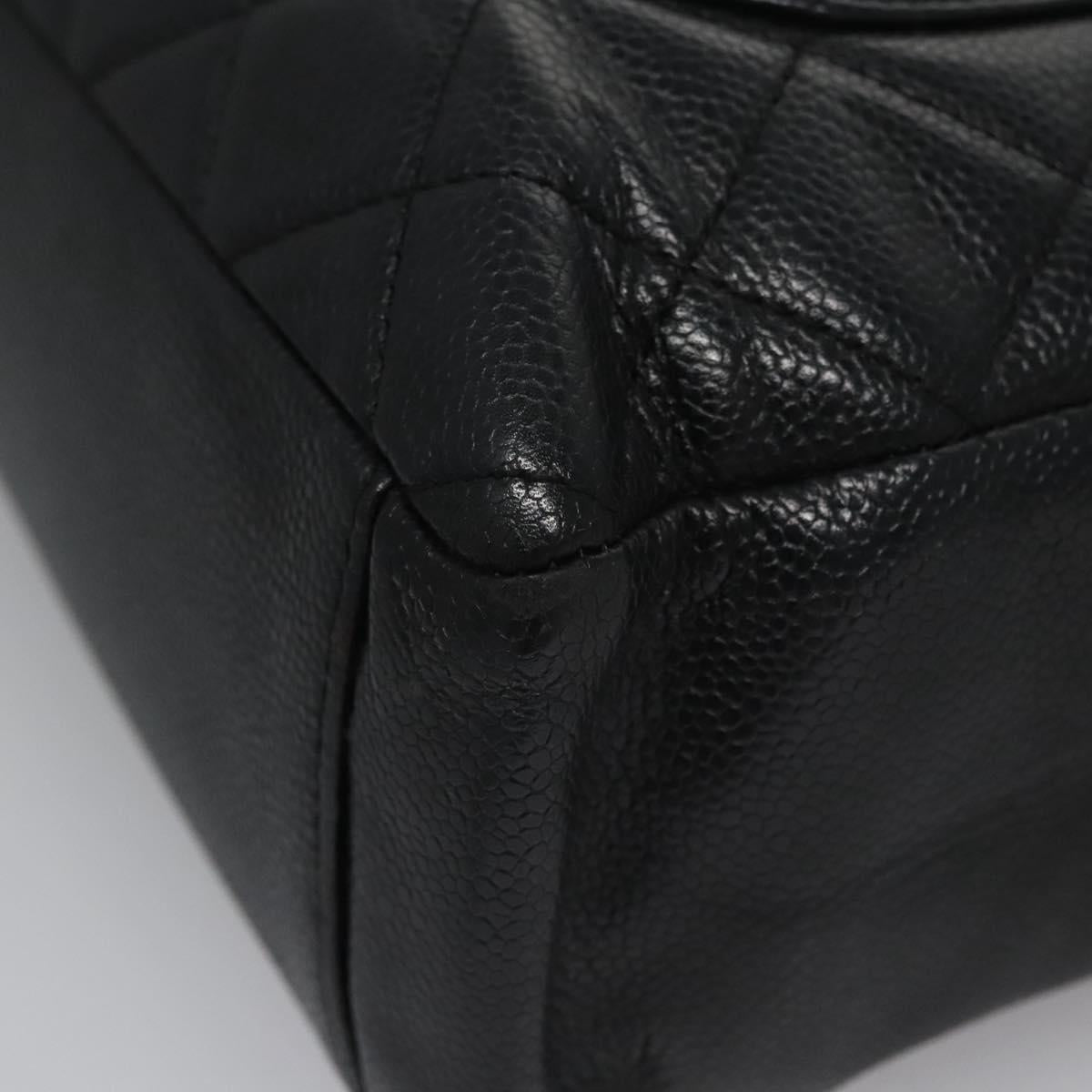 CHANEL Matelasse Chain Shoulder Bag Caviar Skin Black Gold CC Auth BA096