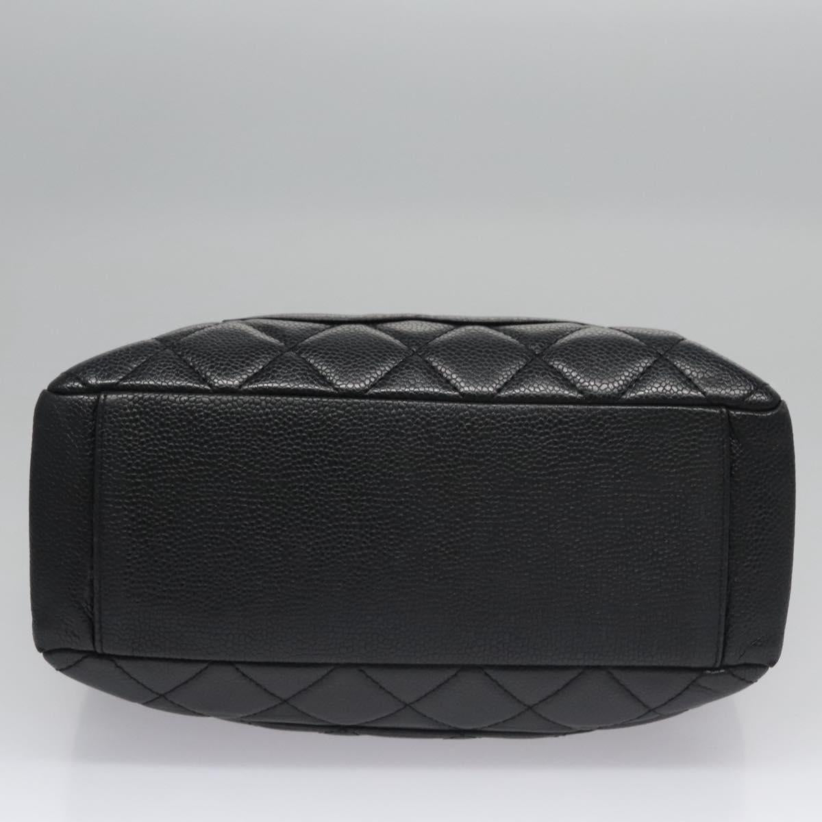 CHANEL Matelasse Chain Shoulder Bag Caviar Skin Black Gold CC Auth BA096