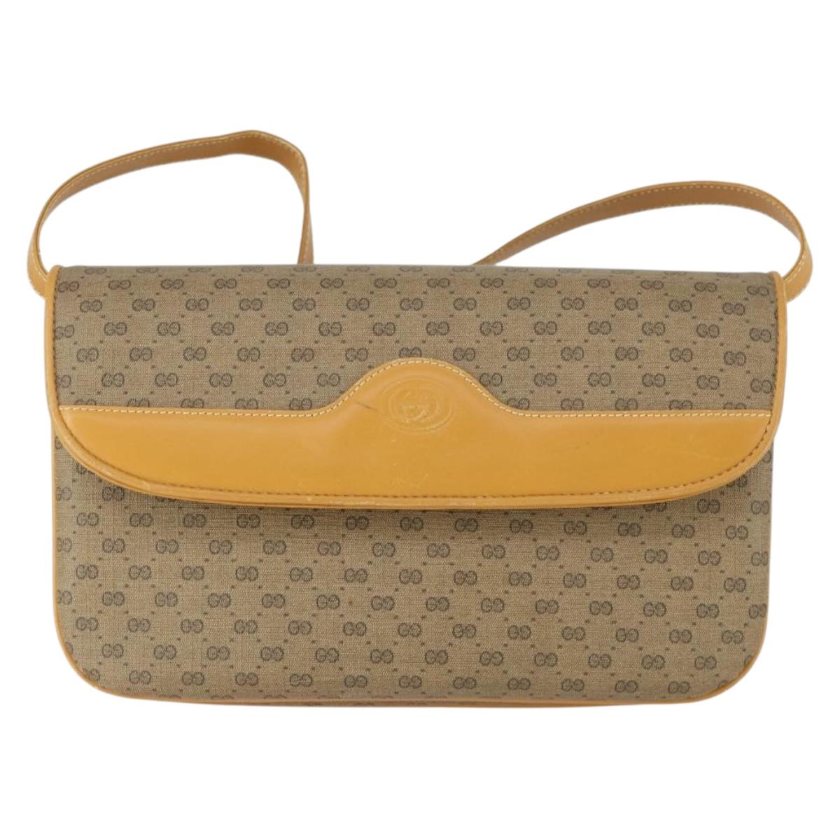 GUCCI Micro GG Supreme Shoulder Bag PVC Beige Gold 004 106 0024 Auth BA10006