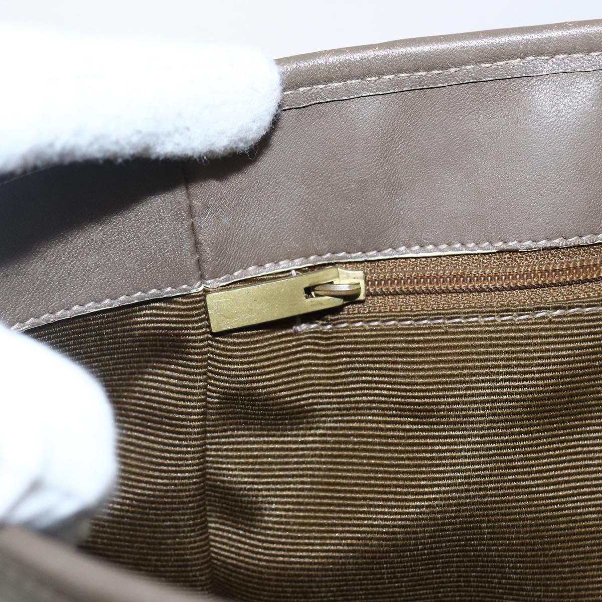 Salvatore Ferragamo Gancini Hand Bag Canvas Beige Gold Auth BA10007