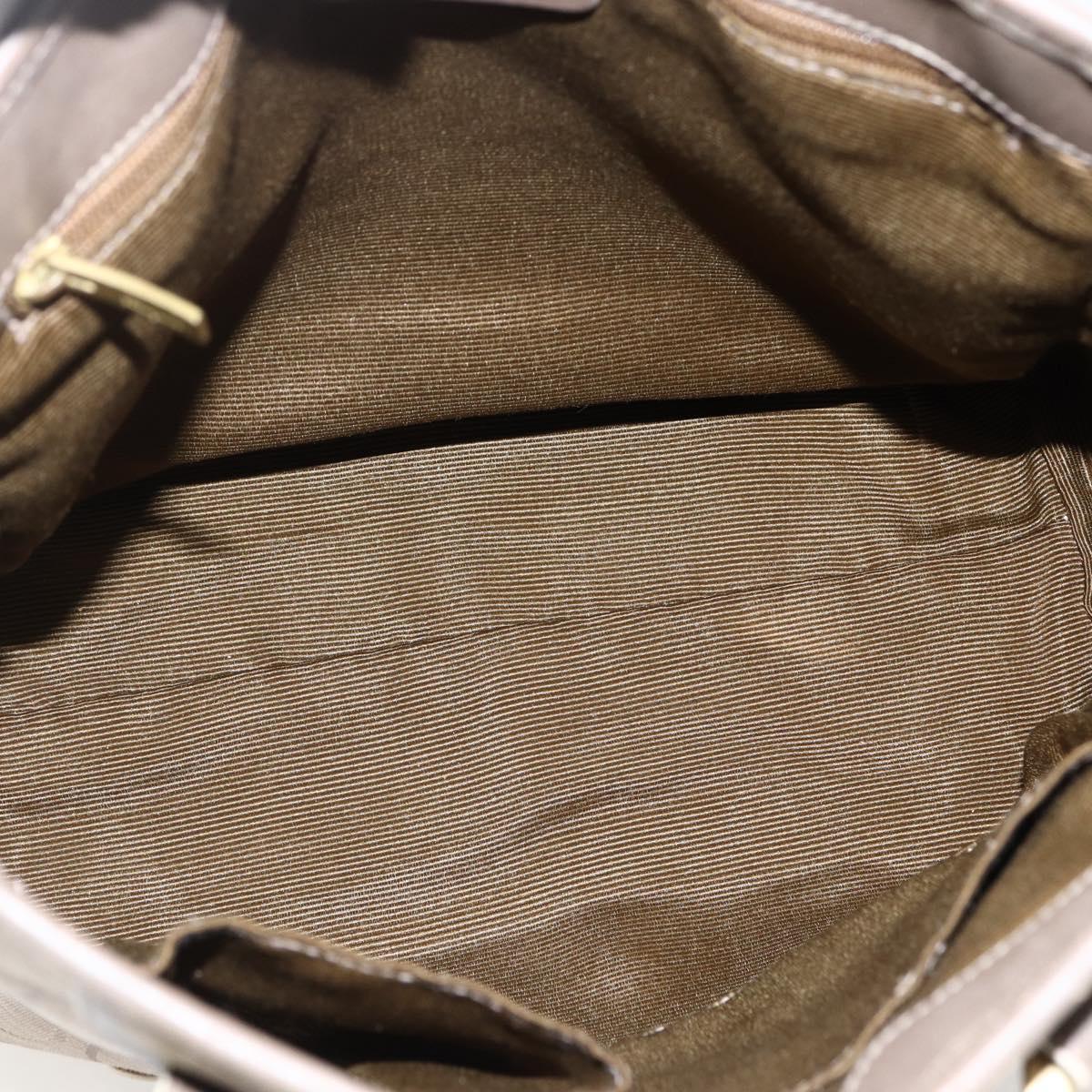 Salvatore Ferragamo Gancini Hand Bag Canvas Beige Gold Auth BA10007