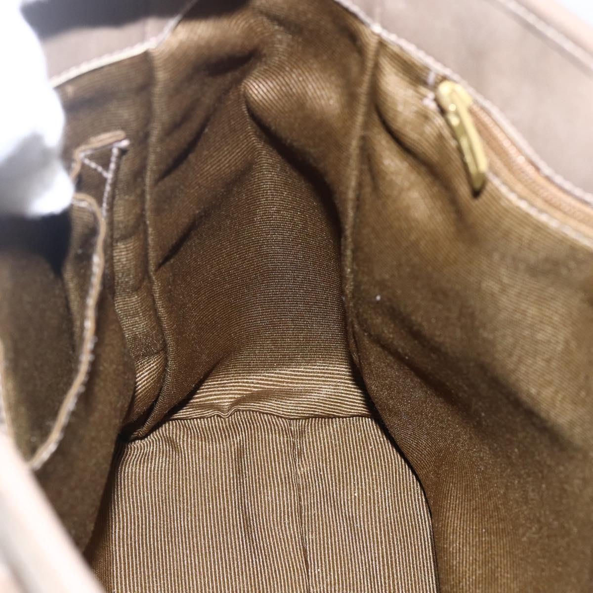 Salvatore Ferragamo Gancini Hand Bag Canvas Beige Gold Auth BA10007