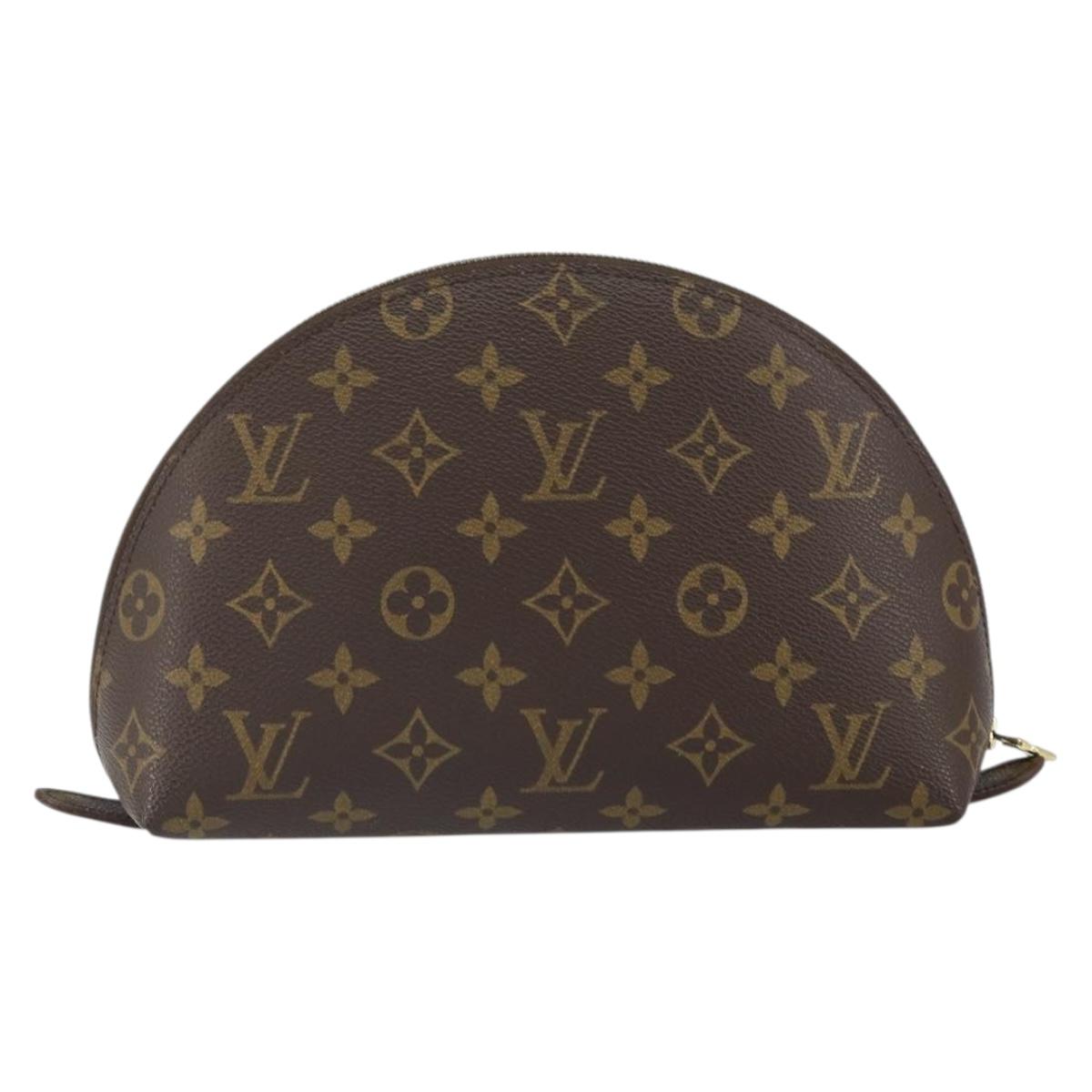 LOUIS VUITTON Monogram Trousse Demi Ronde Cosmetic Pouch M47520 LV Auth BA10020