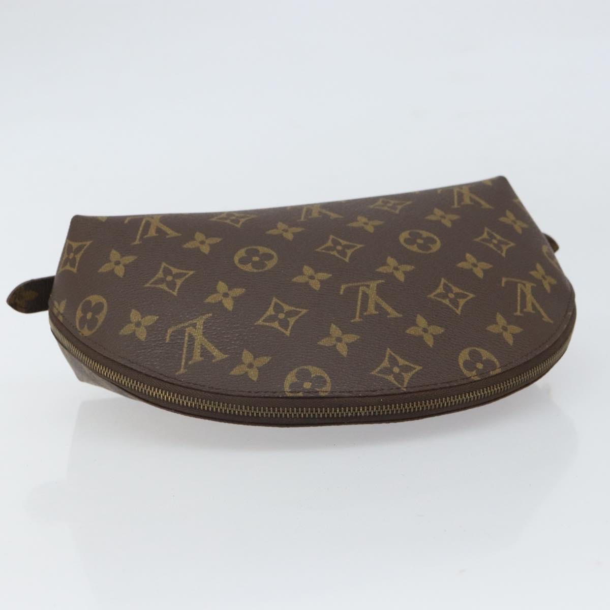 LOUIS VUITTON Monogram Trousse Demi Ronde Cosmetic Pouch M47520 LV Auth BA10020