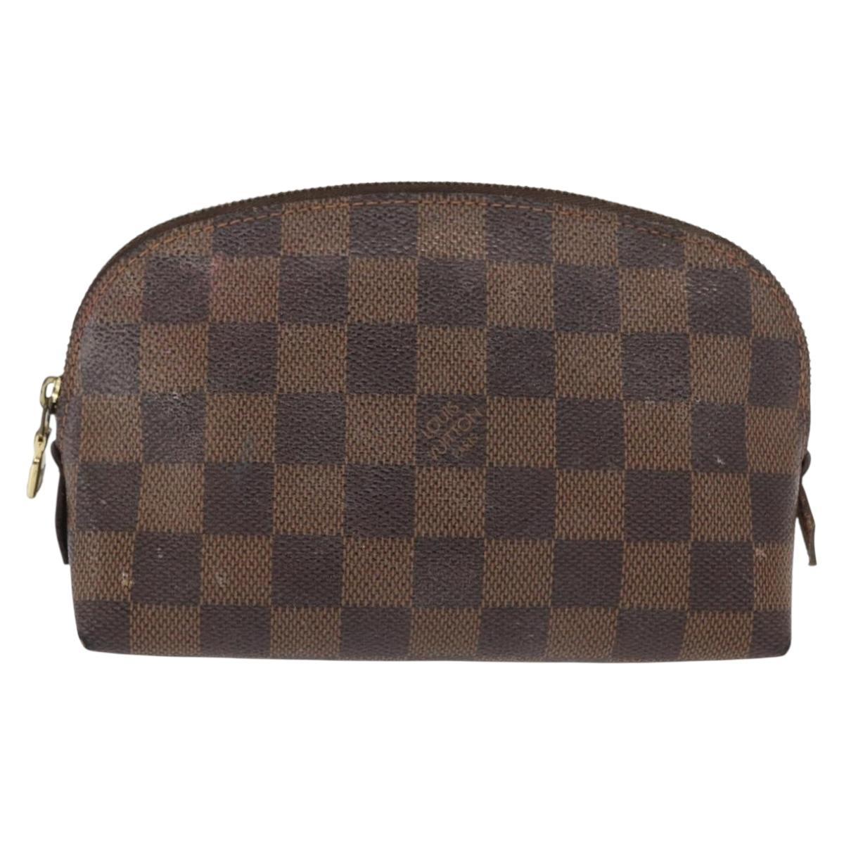 LOUIS VUITTON Damier Ebene Pochette Cosmetic PM Pouch N47516 LV Auth BA10024