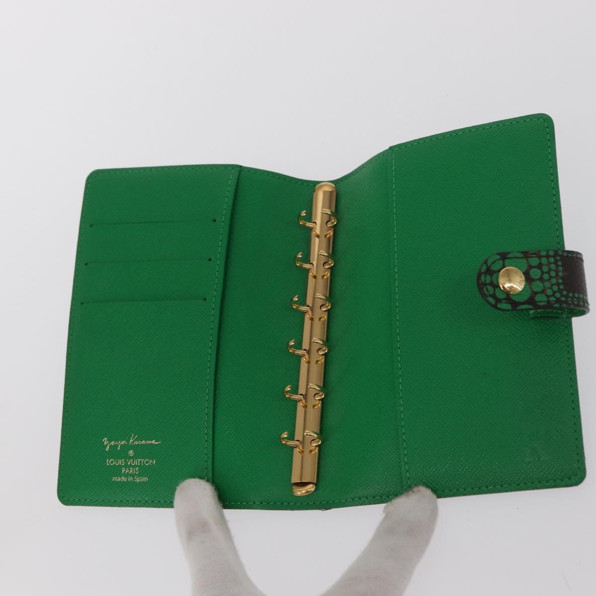 LOUIS VUITTON Yayoi Kusama Agenda PM Day Planner Cover Green R21133 Auth BA10034