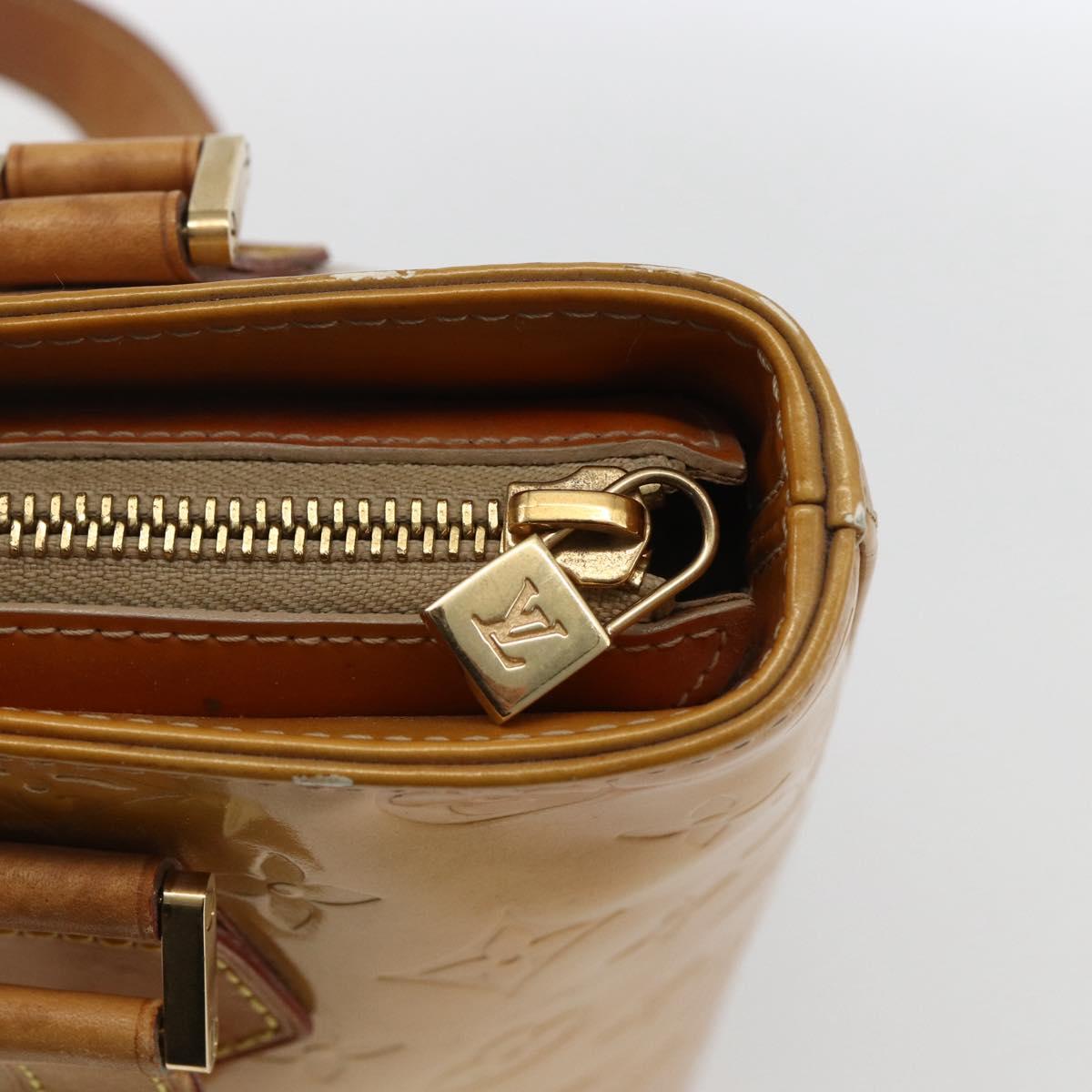 LOUIS VUITTON Monogram Vernis Houston Hand Bag Beige M91004 LV Auth BA10039