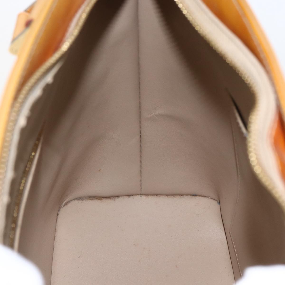 LOUIS VUITTON Monogram Vernis Houston Hand Bag Beige M91004 LV Auth BA10039