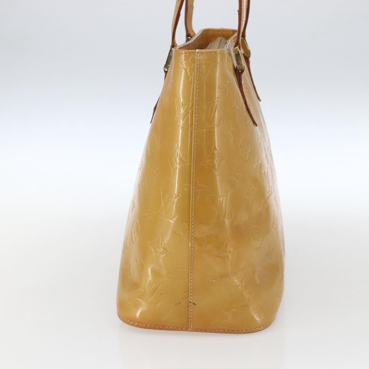 LOUIS VUITTON Monogram Vernis Houston Hand Bag Beige M91004 LV Auth BA10039
