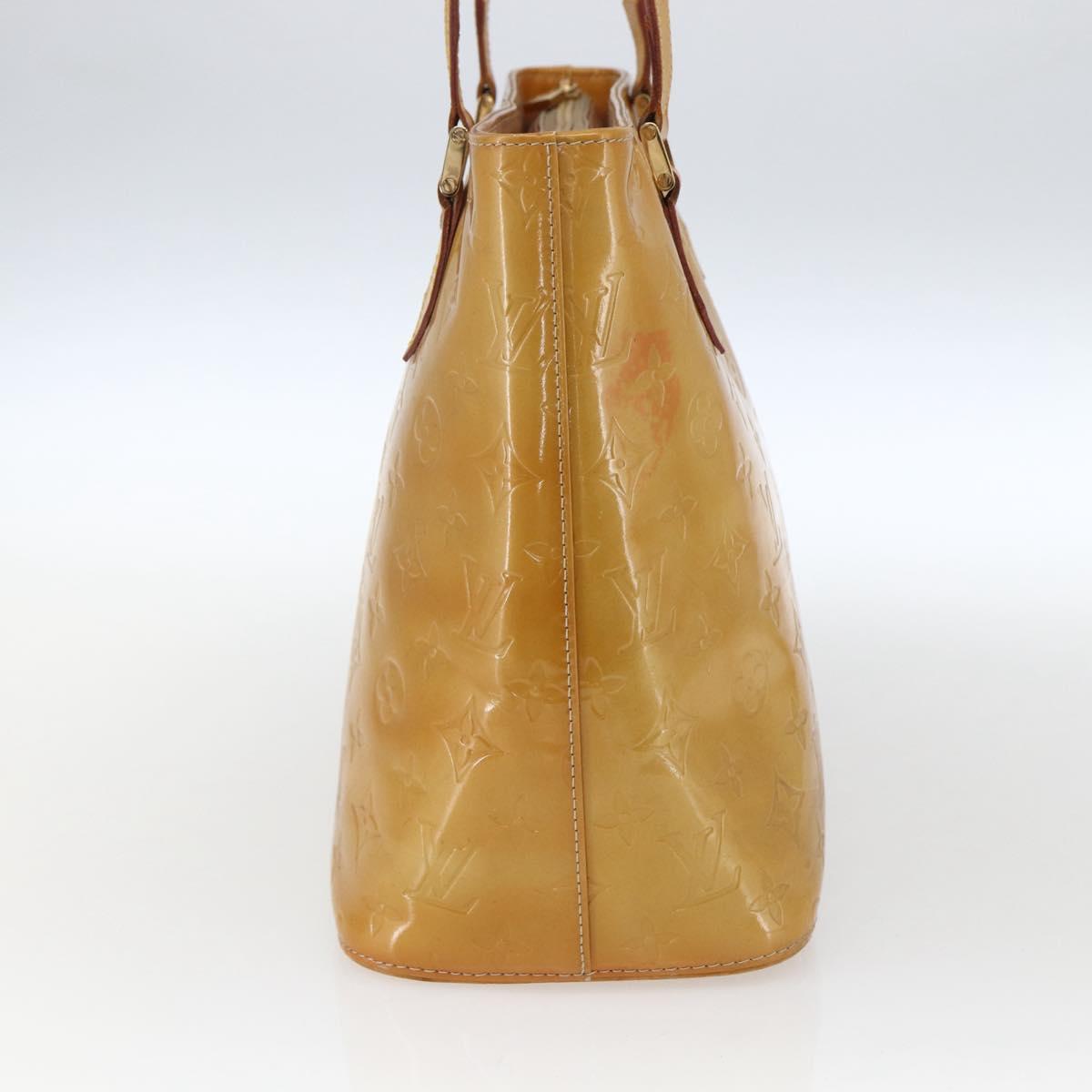 LOUIS VUITTON Monogram Vernis Houston Hand Bag Beige M91004 LV Auth BA10039