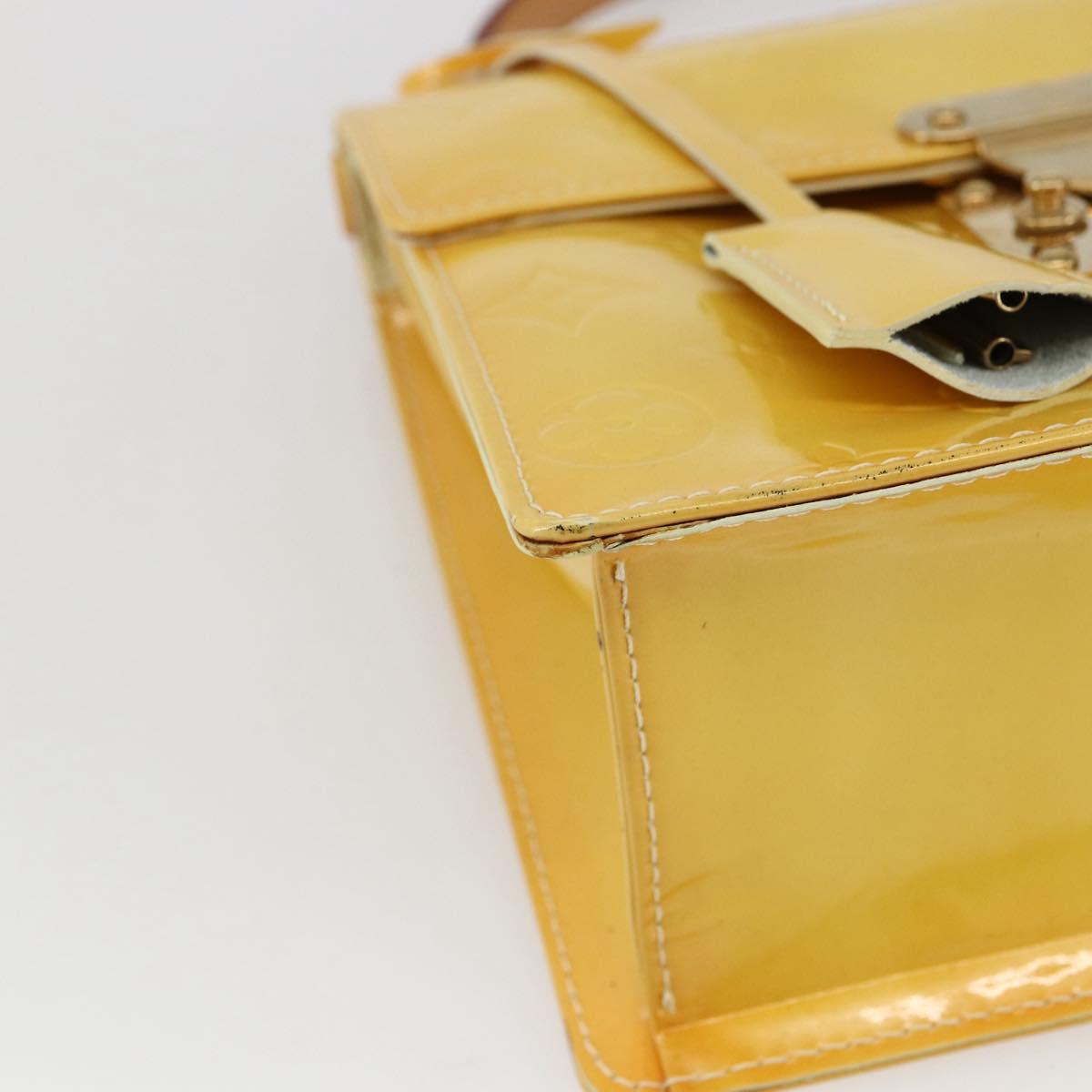 LOUIS VUITTON Monogram Vernis Spring Street Bag Lime Yellow M91068 Auth BA10056