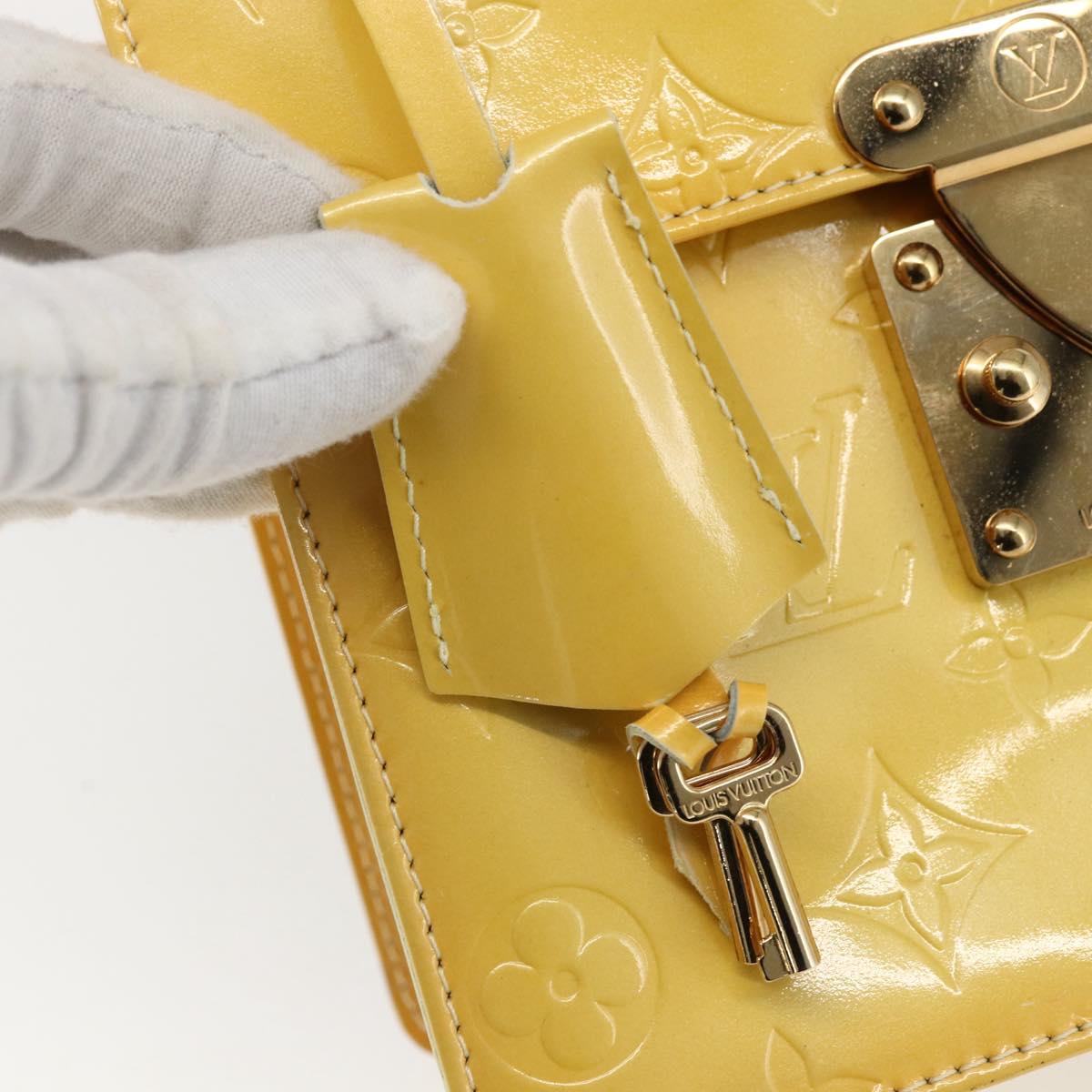 LOUIS VUITTON Monogram Vernis Spring Street Bag Lime Yellow M91068 Auth BA10056